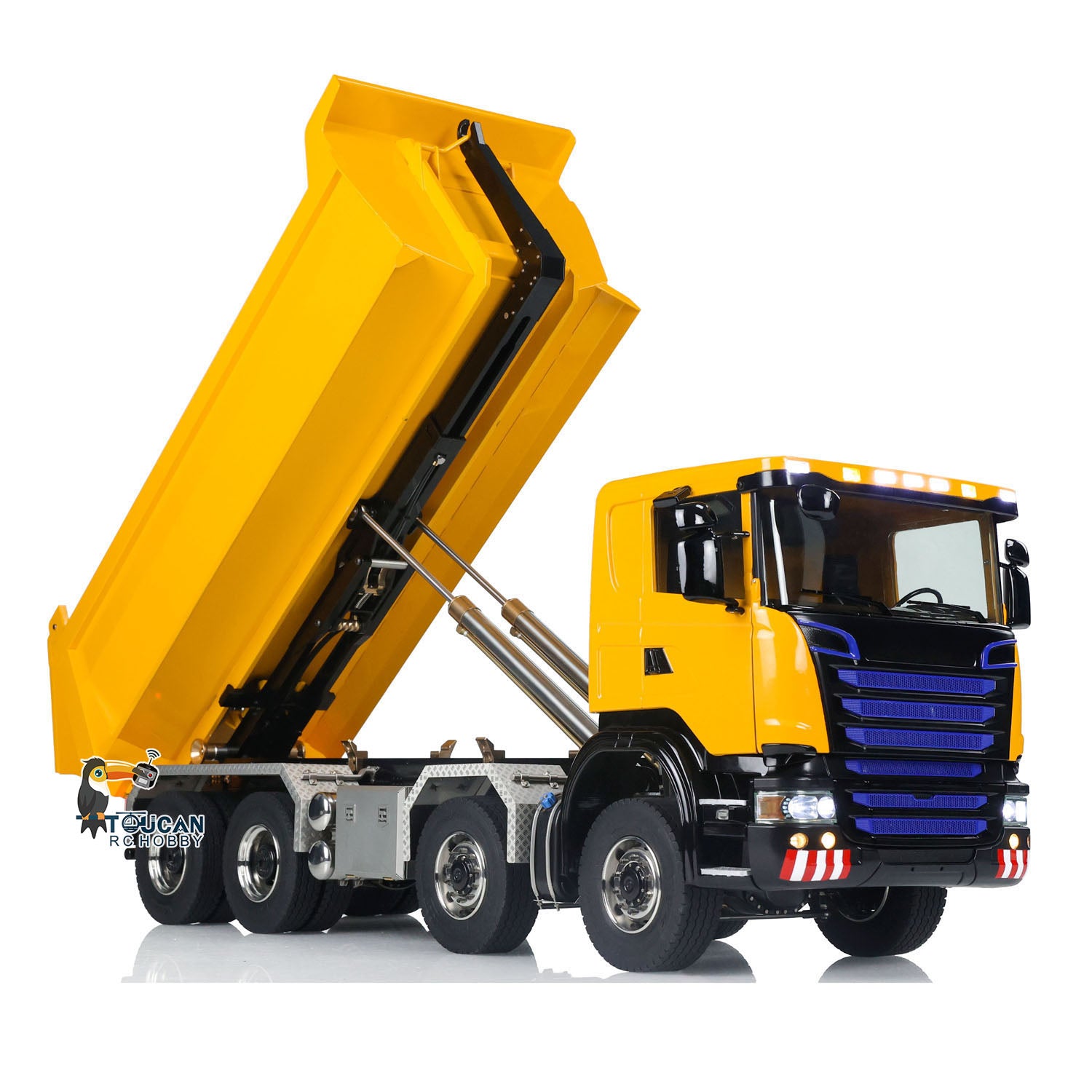 1/14 Scale Metal Remote Control Hydraulic Dump Truck - 8x8 RC Construction Vehicle with Differential & Full Tipper Function - Perfect for Construction Site Play, Collectors & RC Hobbyists