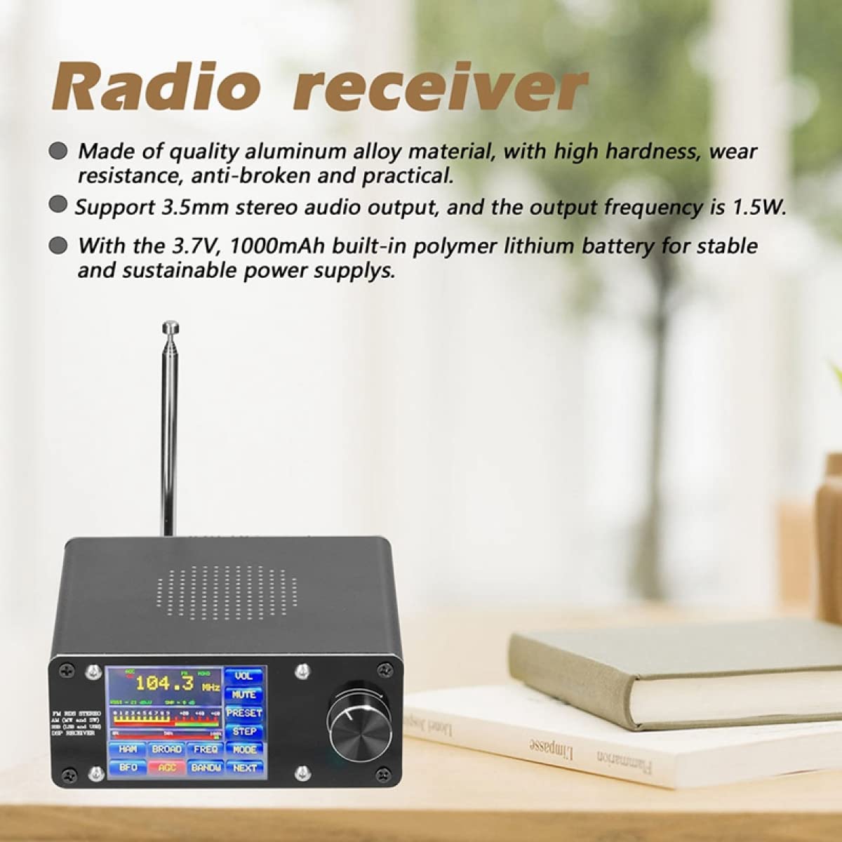 DAZZLEEX ATS-100 Digital Radio Receiver with SI4732/SI4735 Chip - Full Band AM/FM/SW/LW SSB (LSB/USB) for Emergency, Travel & Outdoor Adventures