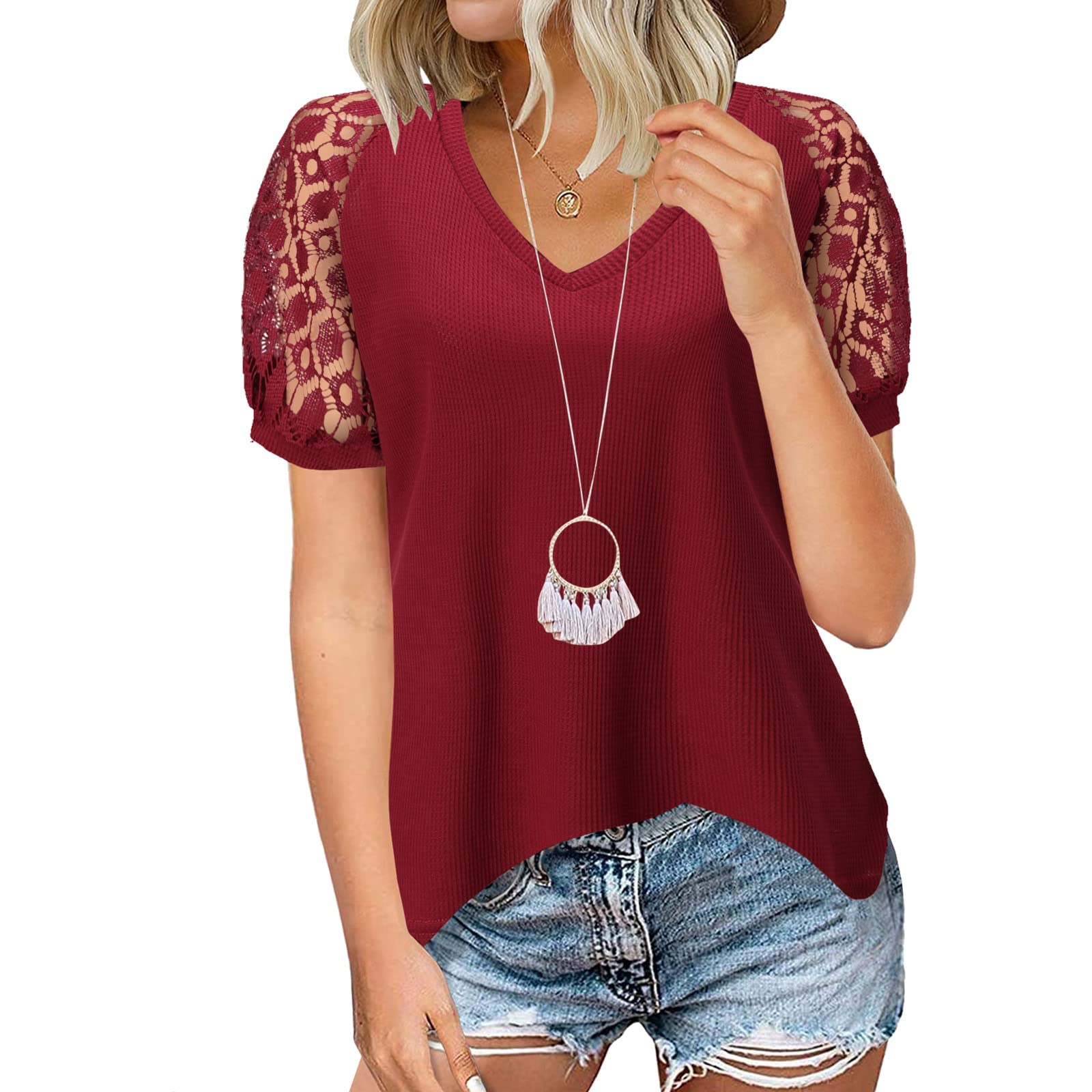 Women's Work Tops - Autumn Winter Long Sleeve O-Neck Blouse with Lace Stitching | Loose Fit Sweater Shirt for Office, Casual & Holiday Wear
