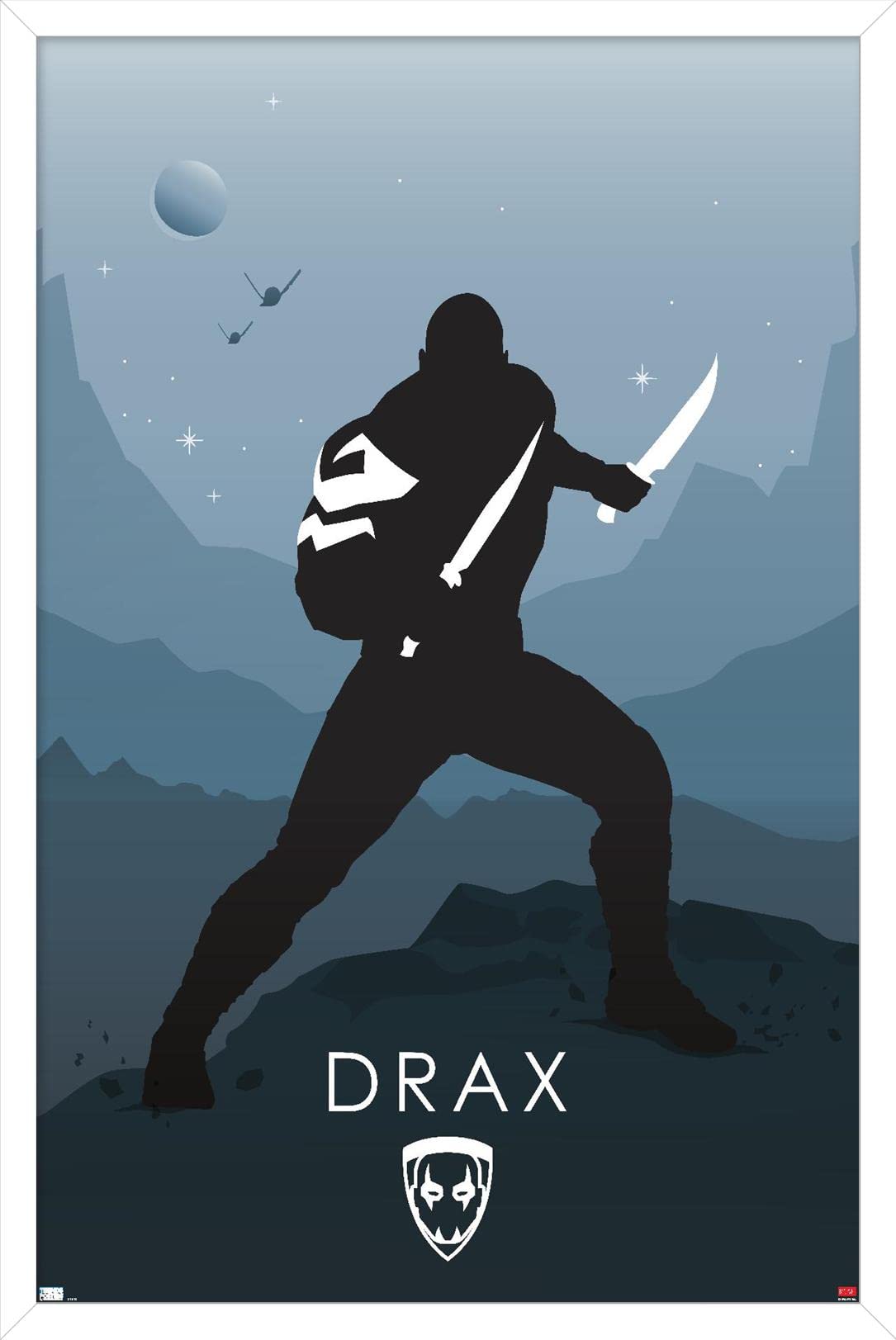 Marvel Drax Wall Poster - 14.725 x 22.375 Inches White Framed Superhero Art | Trendy Home & Office Decor for Marvel Fans | Perfect for Bedroom, Game Room & Comic Book Collections