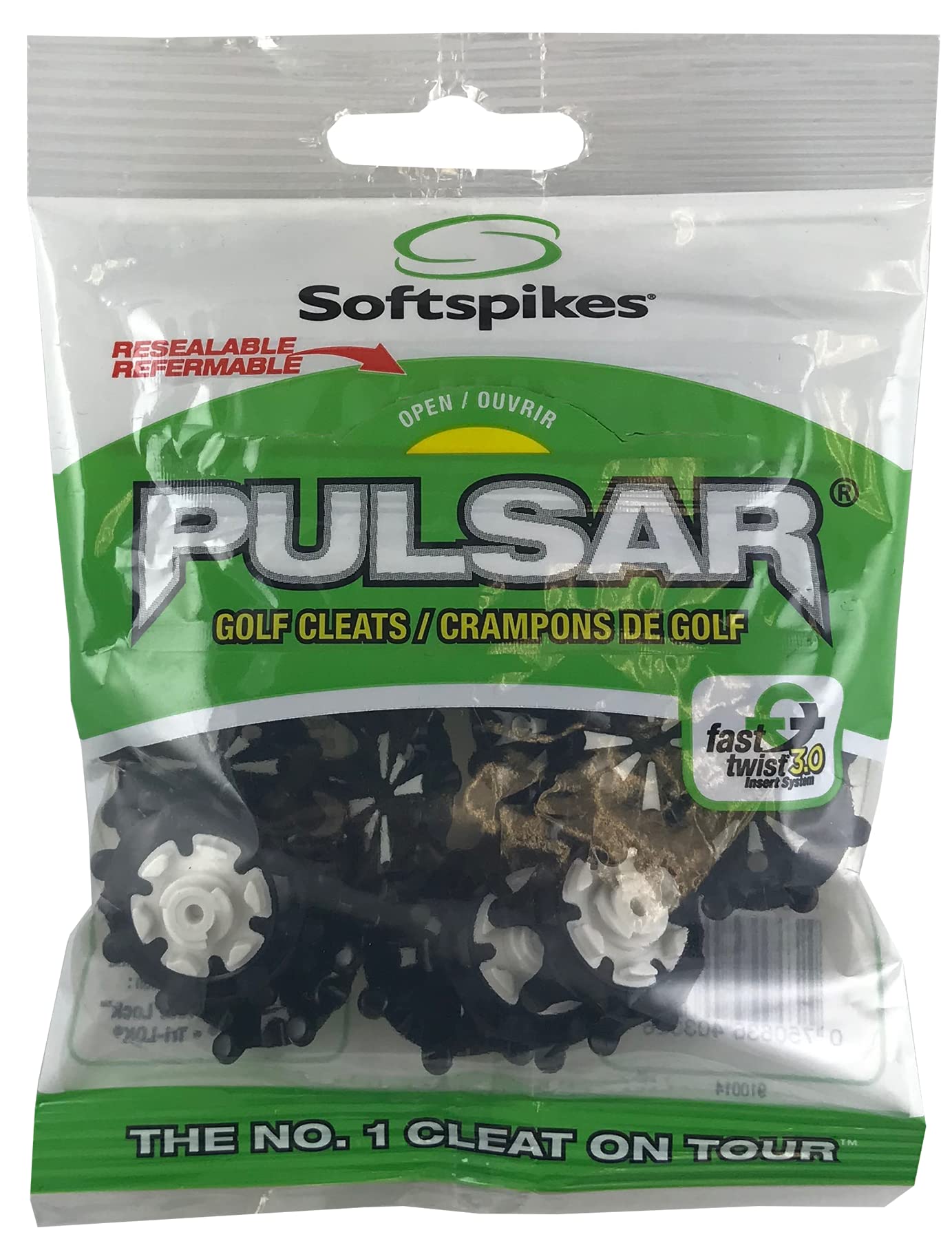 Softspikes Pulsar Fast Twist 3.0 Golf Cleats - 18 Pack (Black) | Durable Spikes for Golf Shoes | Perfect for Wet & Dry Course Conditions