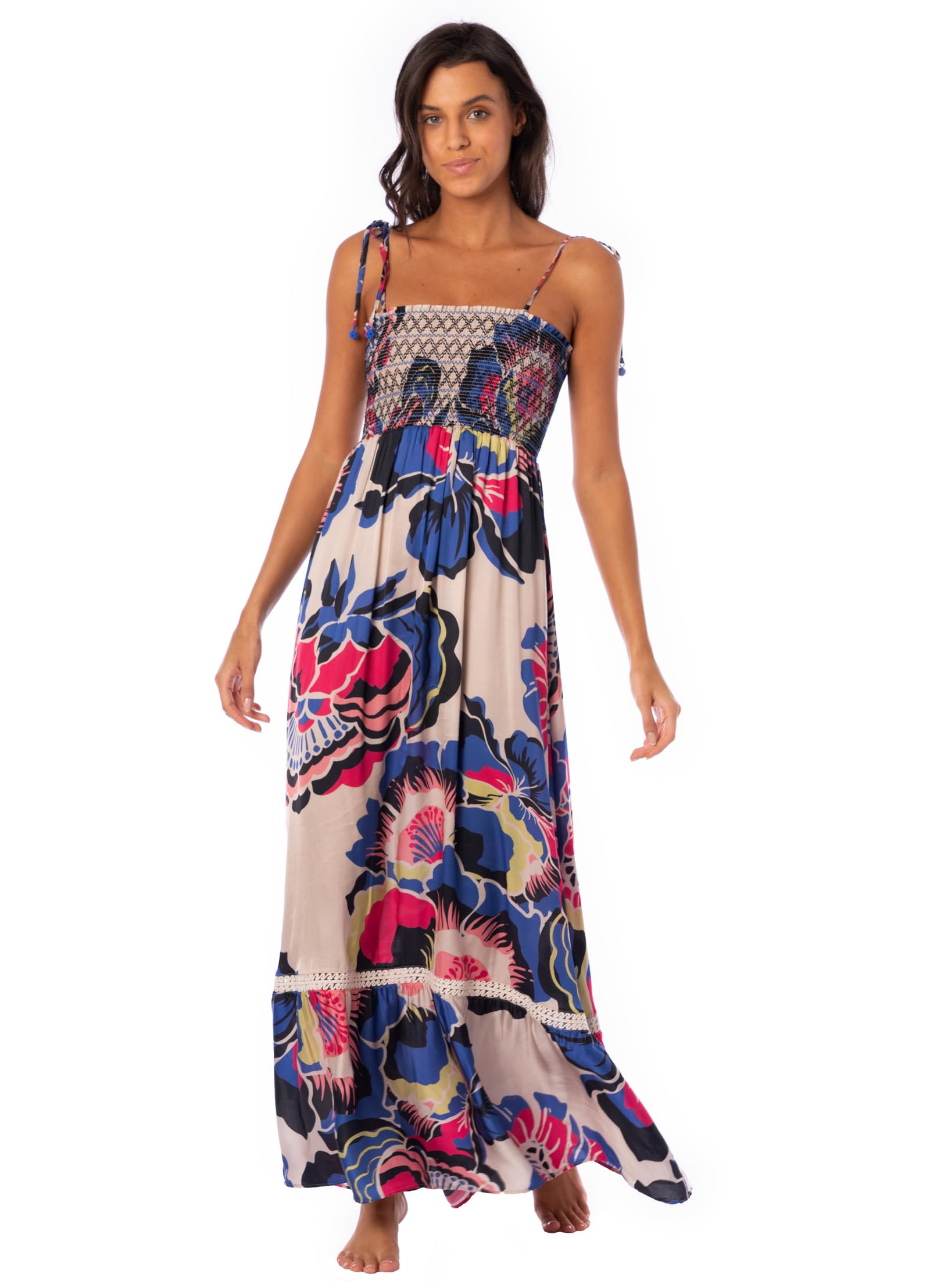 Maaji Women's Long Summer Dress - Flowy Boho Maxi Dress with Pockets | Perfect for Beach Vacation, Resort Wear & Casual Outings