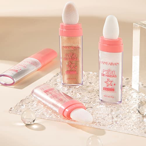 3 Colors Shimmer Highlighter Powder - Fairy Dust Illuminating Face & Body Makeup for Contour, Blush & Glow (03) | Perfect for Daily Makeup, Photoshoots & Special Occasions