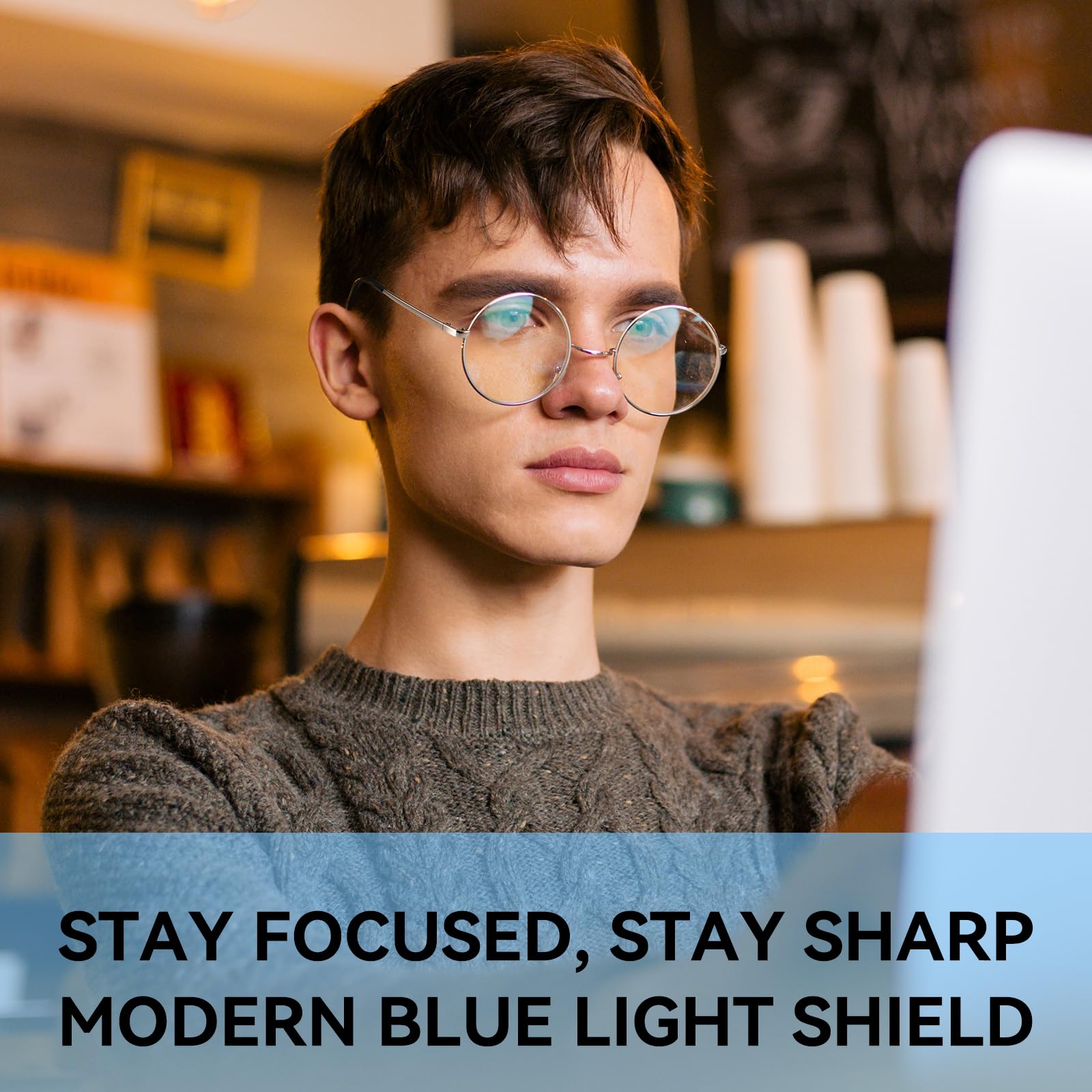Dollger Retro Round Blue Light Blocking Glasses for Men & Women - Clear Lens Non-Prescription Metal Frame Eyewear - Perfect for Computer Use, Gaming & Office Work