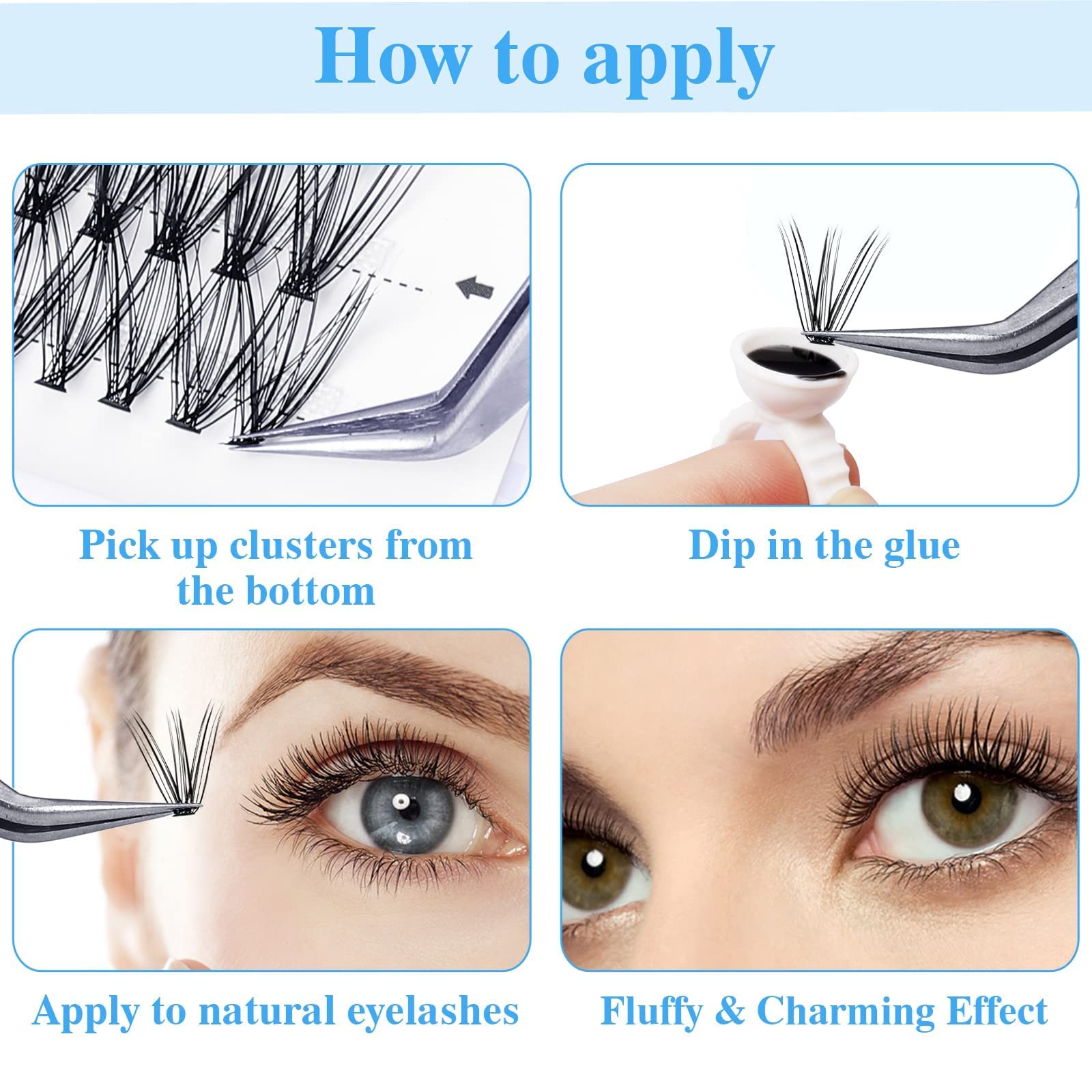 GEMERRY Individual Cluster Lashes - 10 Roots, C Curl, 0.07mm, 8-14mm Mixed Length, Black Mink Eyelash Extensions for DIY & Professional Use - Perfect for Weddings, Parties & Everyday Glam