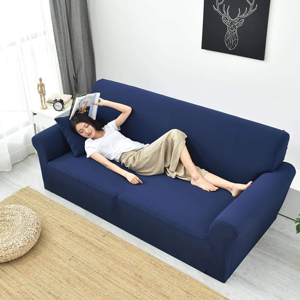MO&SU Waterproof Stretch Elastic Sofa Slipcover with Armrests - Non-Slip Jacquard Furniture Protector for 1-4 Cushion Couches (190-230cm, Blue) - Perfect for Pets, Kids & Spill Protection in Living Rooms