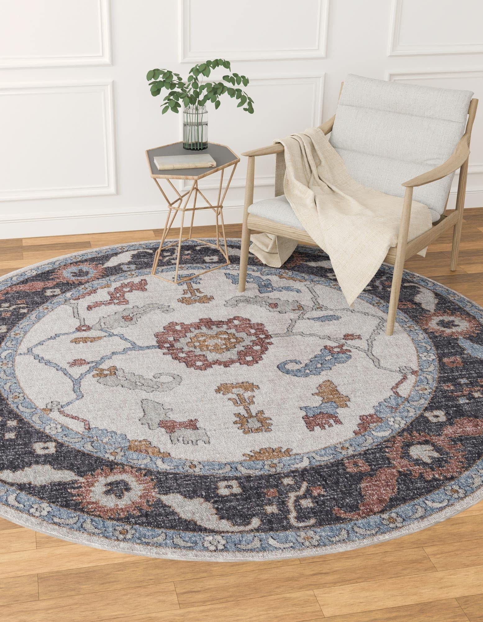 Unique Loom Eco-Friendly Traditional Round Area Rug 3'3