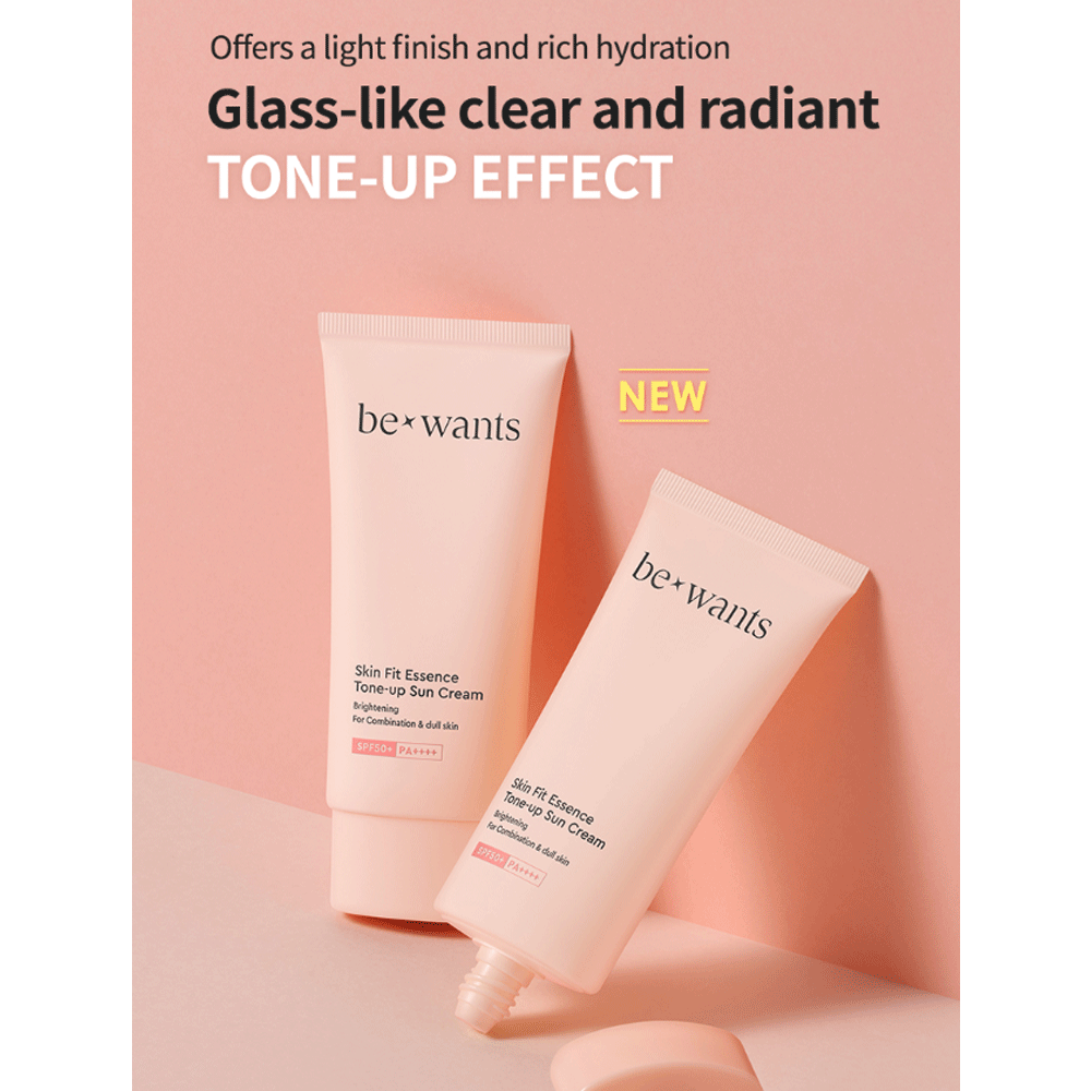 Bewants Skin Fit Essence Tone Up Sun Cream SPF 50ml - Brightening & Hydrating Face Sunscreen for Daily UV Protection - Perfect for Outdoor Activities & Makeup Base