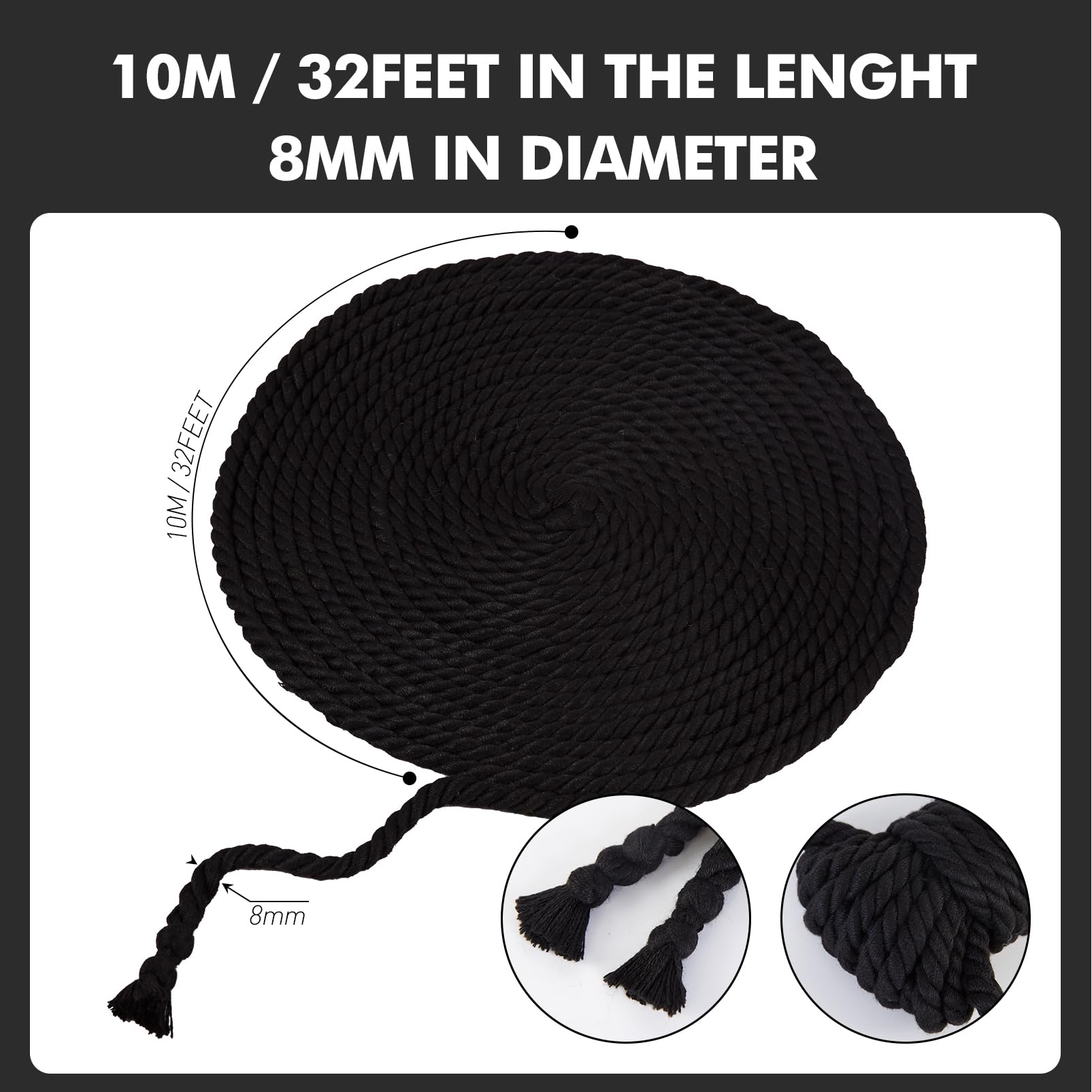 **UTIMI Shibari Bondage Rope Kit – 32ft/10m Soft Cotton BDSM Restraints for Couples, Beginners & Adults – 3-Pack Black SM Toys for Sensual Play, Spicing Up Romance & Roleplay Scenes**