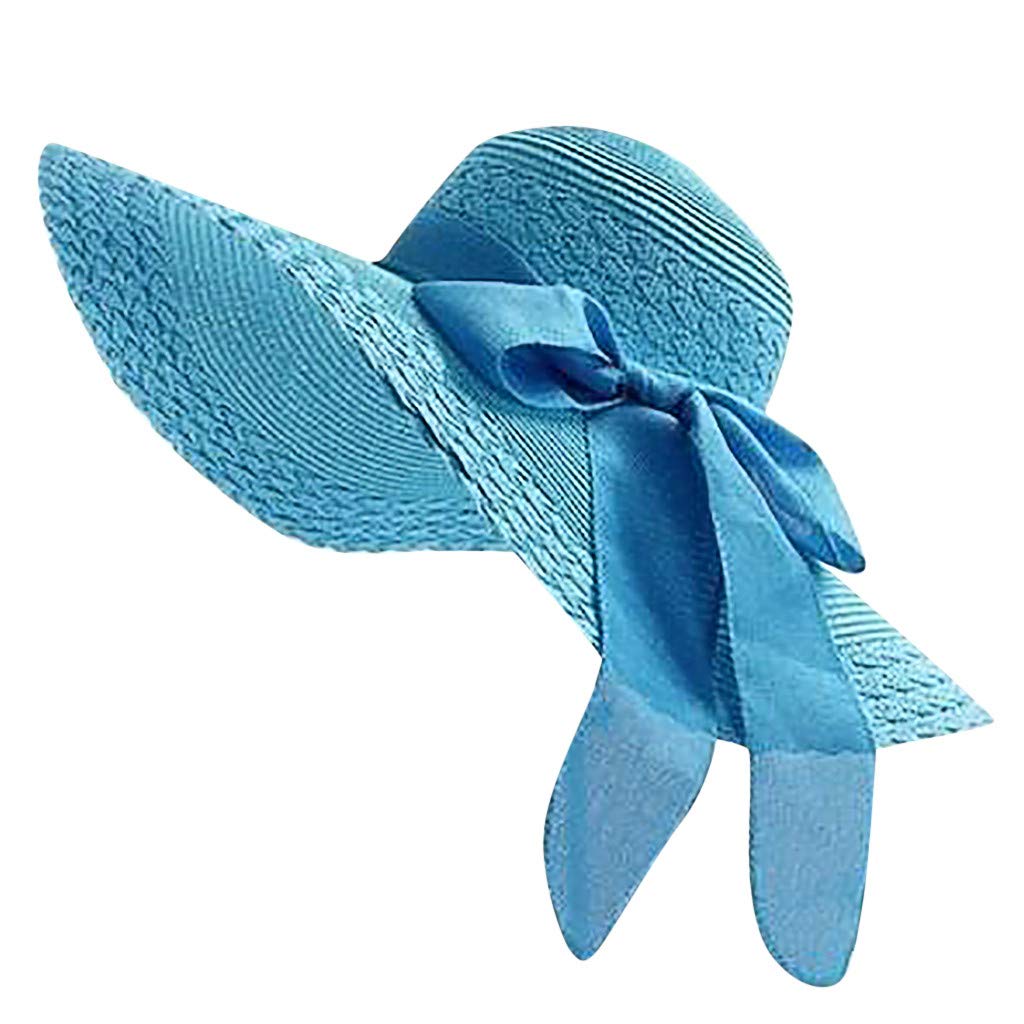Women's Wide Brim Sun Hat with Bow - Foldable Floppy Beach Hat for Summer Travel & Sun Protection | Perfect for Beach Vacations, Poolside Lounging & Outdoor Adventures
