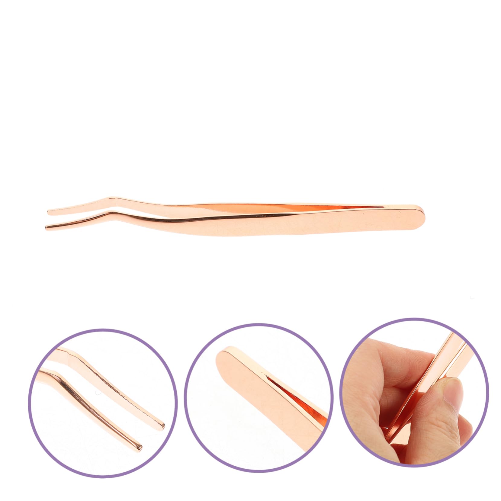 Premium Rose Gold Stainless Steel Eyelash Extension Tweezers - Professional Lash Applicator Tool for Salon & Home Use - Perfect for DIY Extensions, Volume Lashes & Makeup Artists
