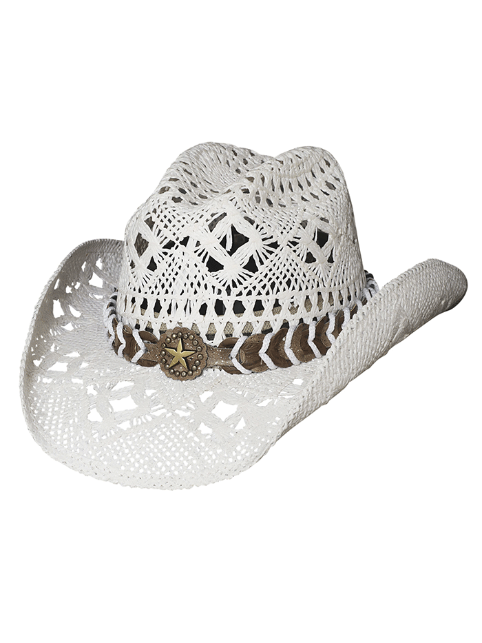 Bullhide NAUGHTY GIRL 2649W Western Straw Cowboy Hat for Women - White Summer Beach Hat for Outdoor Rodeo, Music Festivals & Country Style Fashion