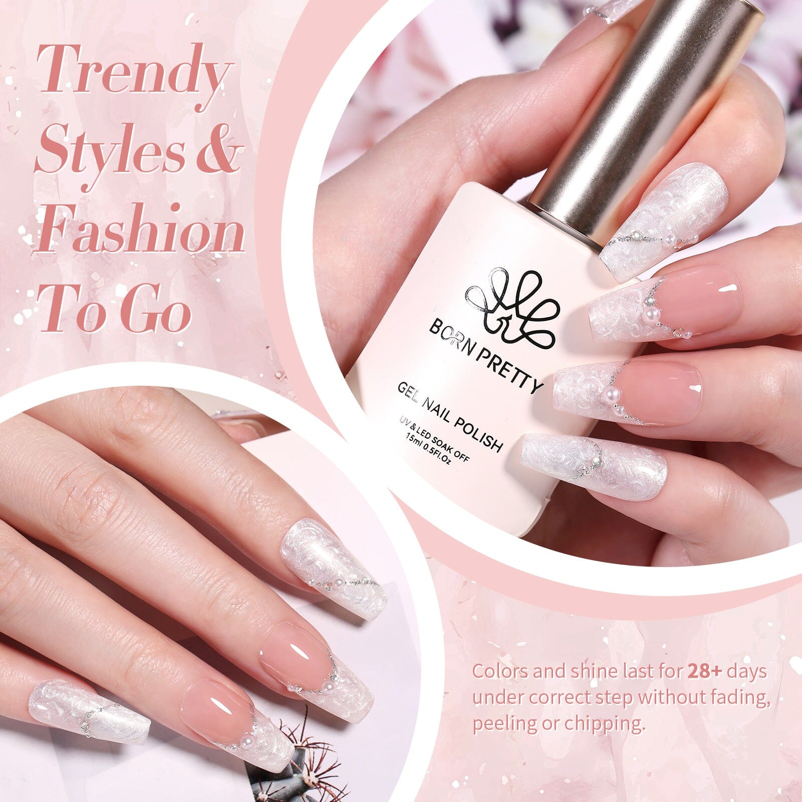 Shell Thread Nail Gel - Pearl White 15ml | Professional UV LED Soak Off Gel Polish | Perfect for Nail Art, Manicures & Salon Use