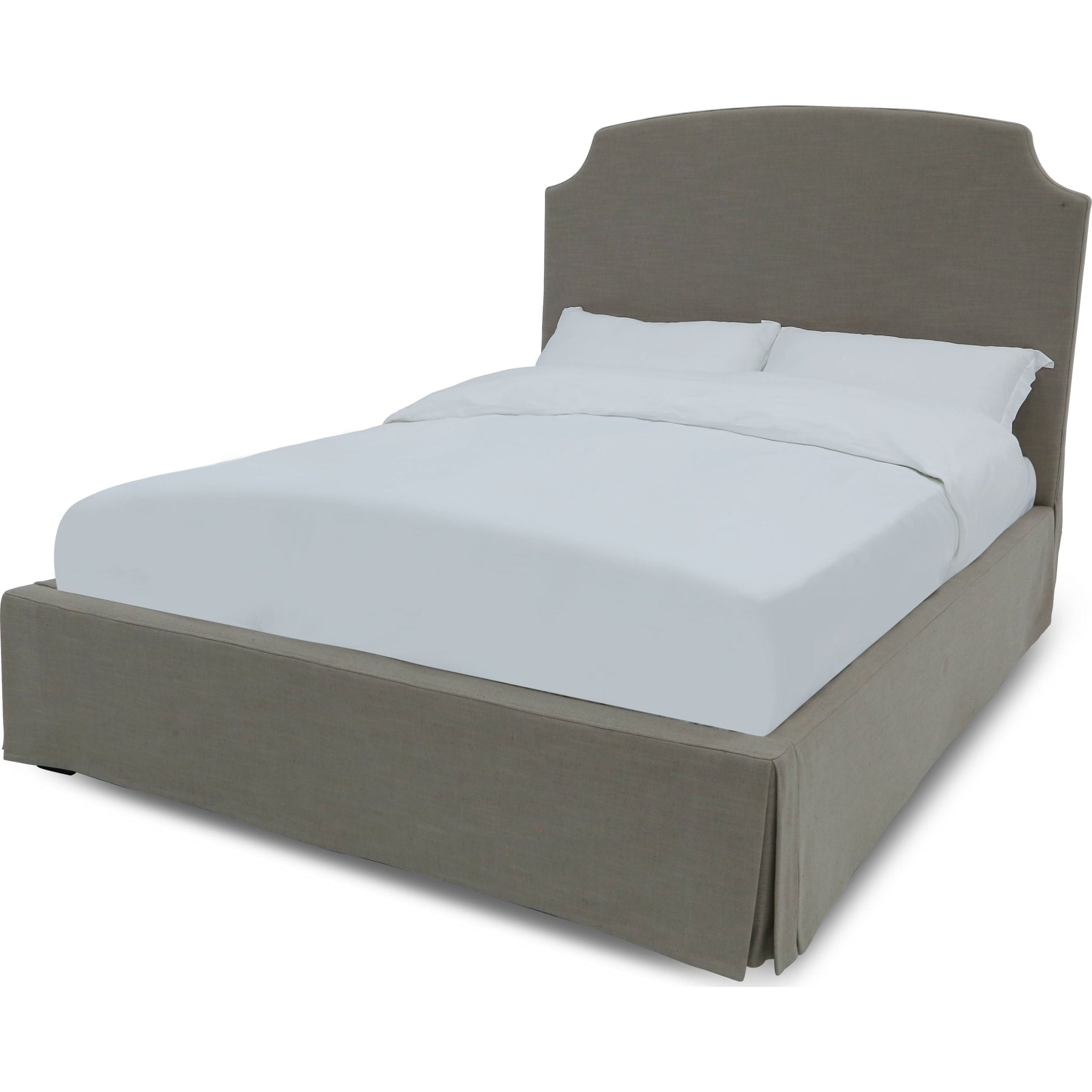 Laurel Upholstered Skirted Panel Bed in Wheat - Queen Size Fabric Platform Bed Frame with Tufted Headboard - Perfect for Master Bedroom & Guest Room Decor