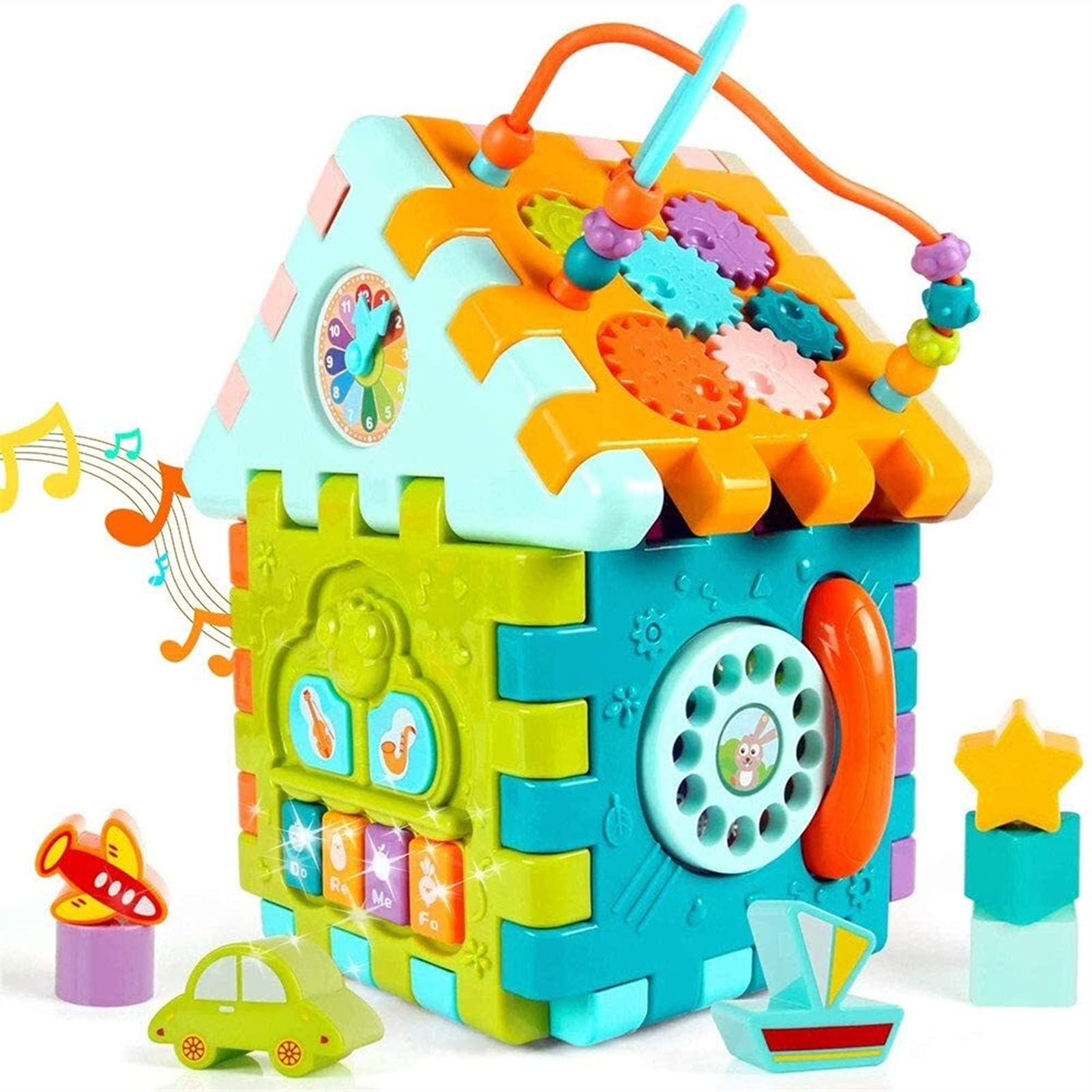 WJJ Educational Toys - 6-in-1 Multifunctional Activity Cube for Toddlers | Early Learning Building Blocks & Bead Maze | STEM Toys for Boys & Girls | Perfect for Preschool Classroom & Home Playtime