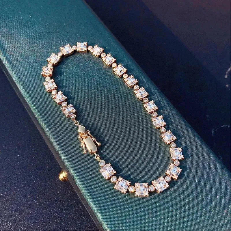 18K Rose Gold Real Diamond 3.0ct H SI Luxury Square Bracelet for Women - Elegant Wedding, Engagement & Party Jewelry | Perfect Gift for Anniversary, Valentine's Day & Special Occasions