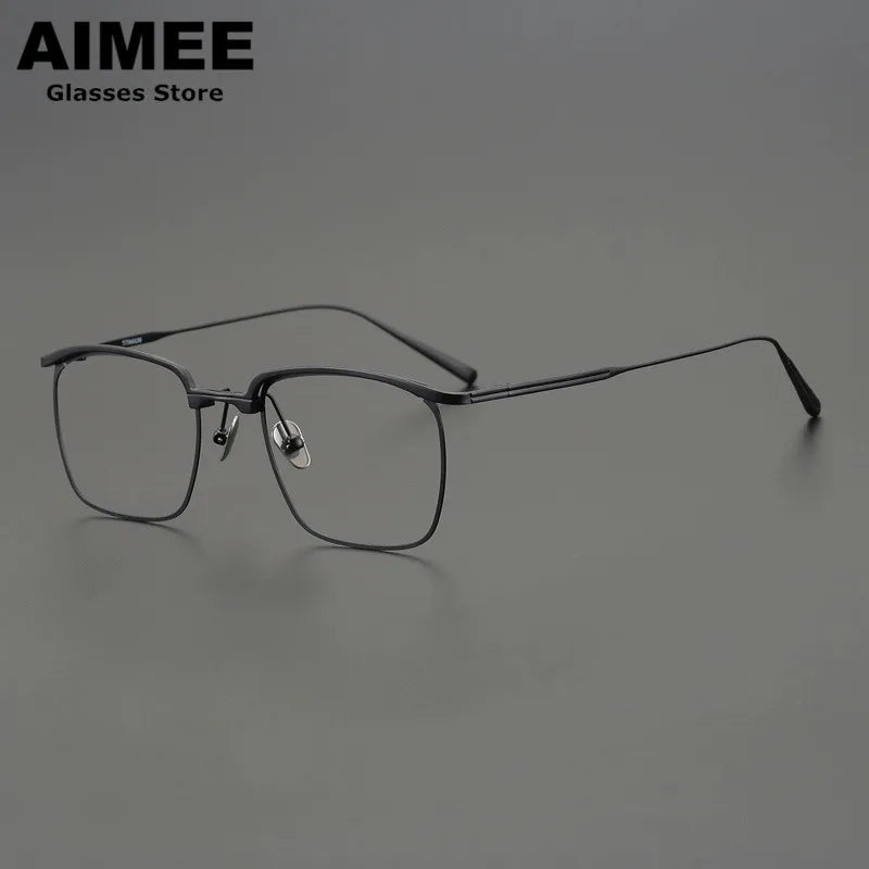 Stylish Unisex Square Titanium Acetate Eyeglasses 15185 - Lightweight & Durable Frame for Work, Reading & Everyday Wear