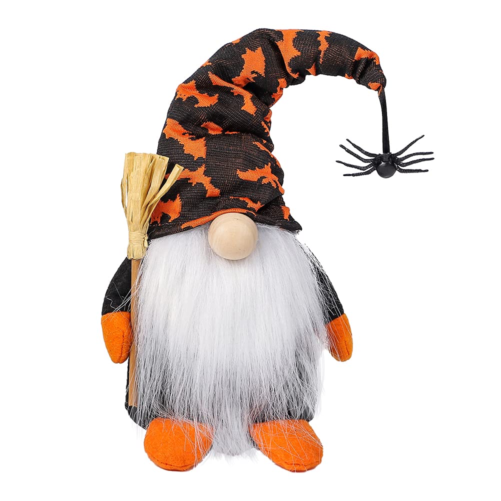 ABOOFAN 1Pc Halloween Gnome Doll with Spider & Bat - Cute Dwarf Figurine for Party Decorations, Home & Garden Halloween Decor | Perfect for Indoor/Outdoor Display, Themed Parties & Seasonal Festivities