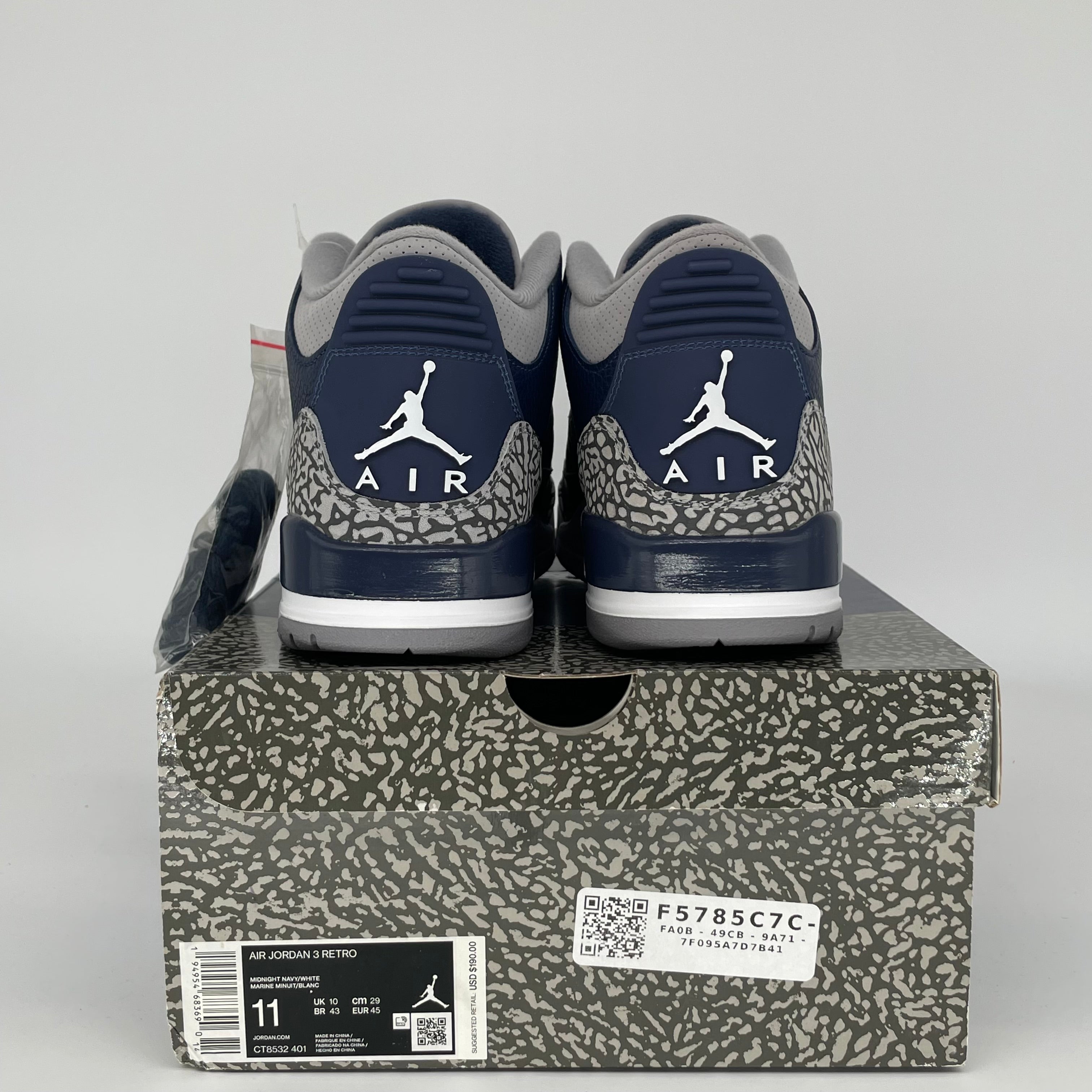 AIR JORDAN 3 GEORGETOWN Retro Basketball Shoes Men's Size 11 - White/Blue/Gray (CT8532-401) | Authentic Nike Sneakers for Running, Gym & Streetwear Fashion