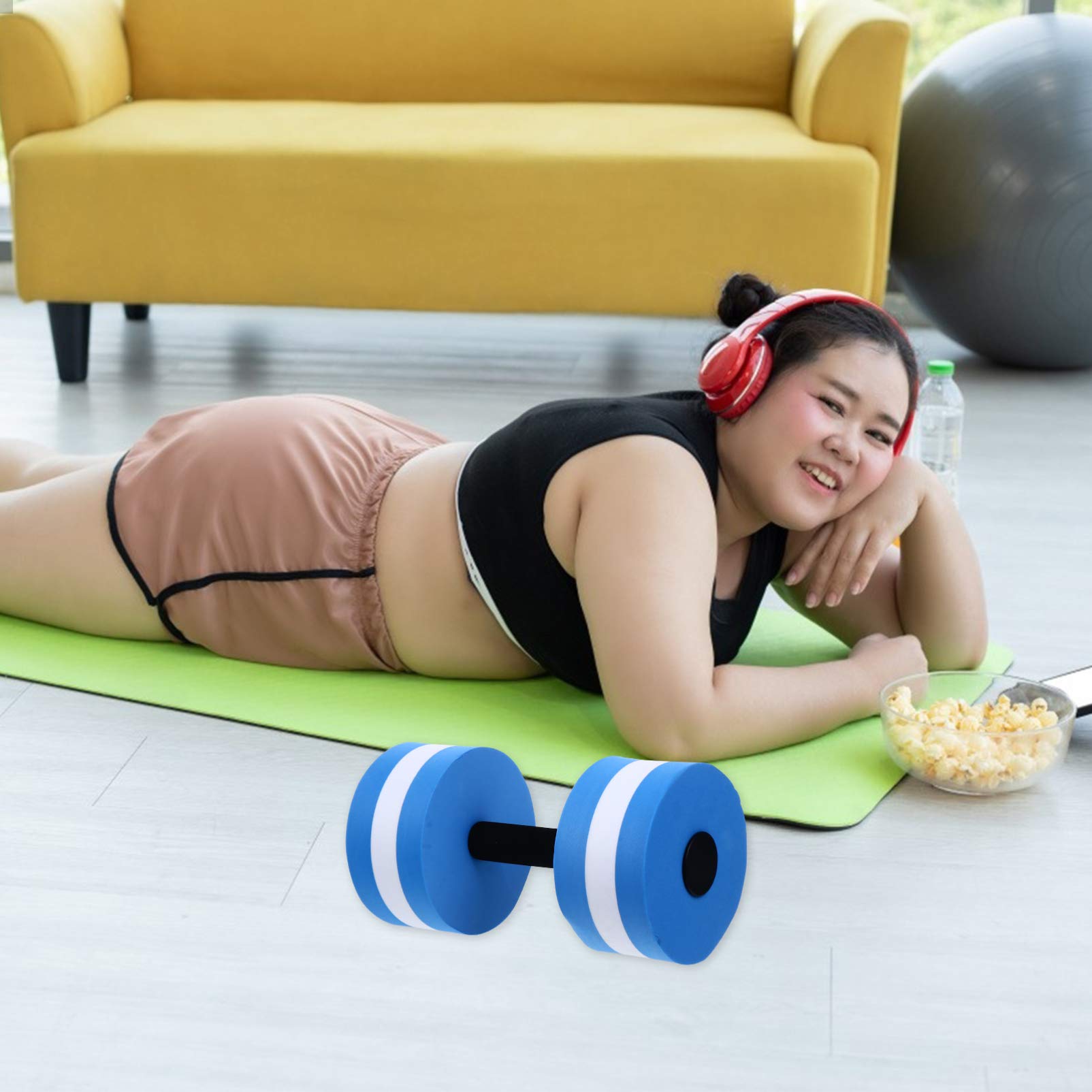 Jojofuny Foam Dumbbell Set - 1 Pair Lightweight Water Dumbbells for Aquatic Aerobics, Pool Fitness & Weight Loss - Perfect for Men & Women Swimming Exercises, Water Resistance Training & Hydrotherapy Workouts