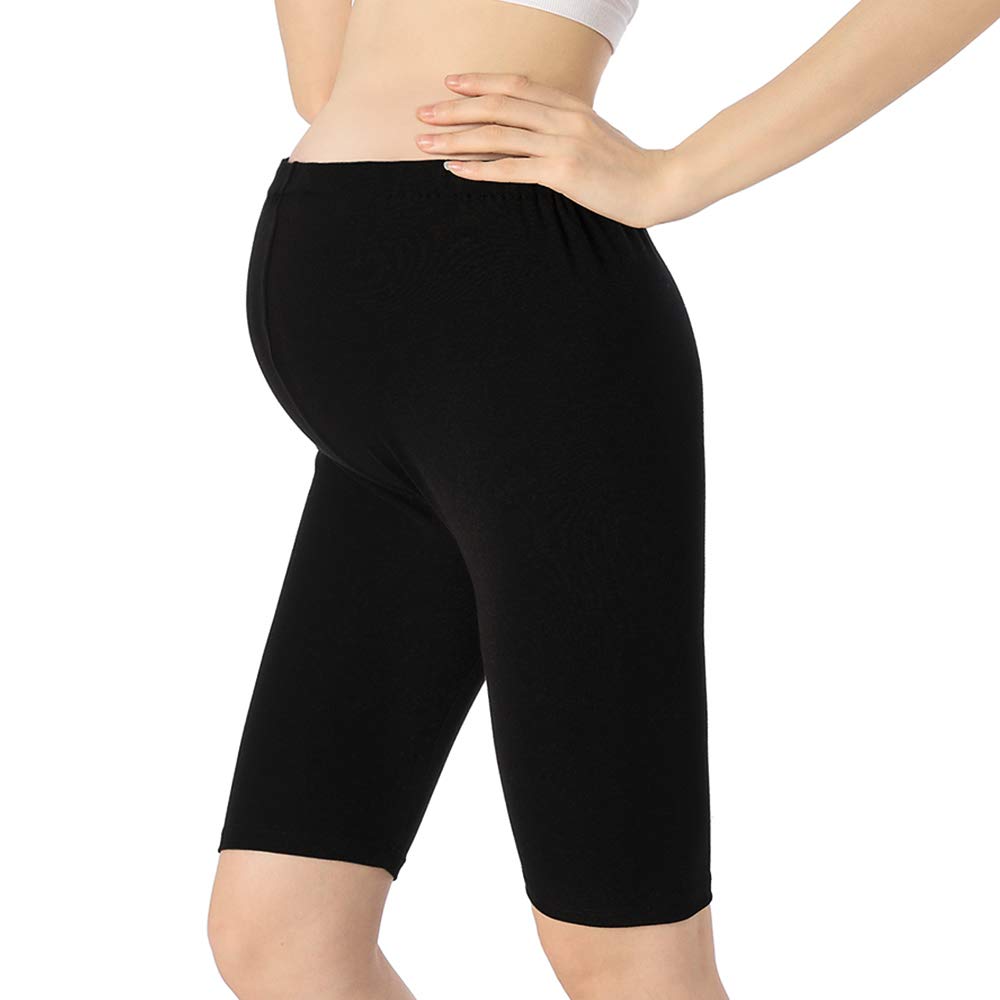QingWan Maternity Yoga Shorts for Women - Over The Belly Pregnancy Leggings, Knee-Length Workout Shorts for Prenatal Exercise, Comfortable Maternity Activewear for Yoga, Gym & Daily Wear