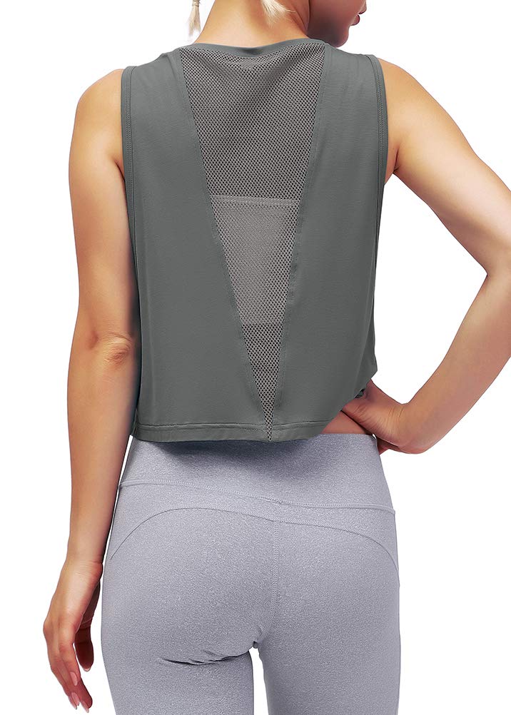 MIOPO Women's Breathable Mesh Back Workout Crop Top - Loose Fit Gym & Running Tank Top for Yoga, Fitness & Activewear | Comfortable & Stylish for Workouts