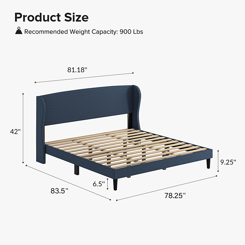 Baotist Upholstered Wingback Platform Bed Frame - Queen Size Modern Bedroom Furniture for Master Bedroom, Guest Room & Apartment