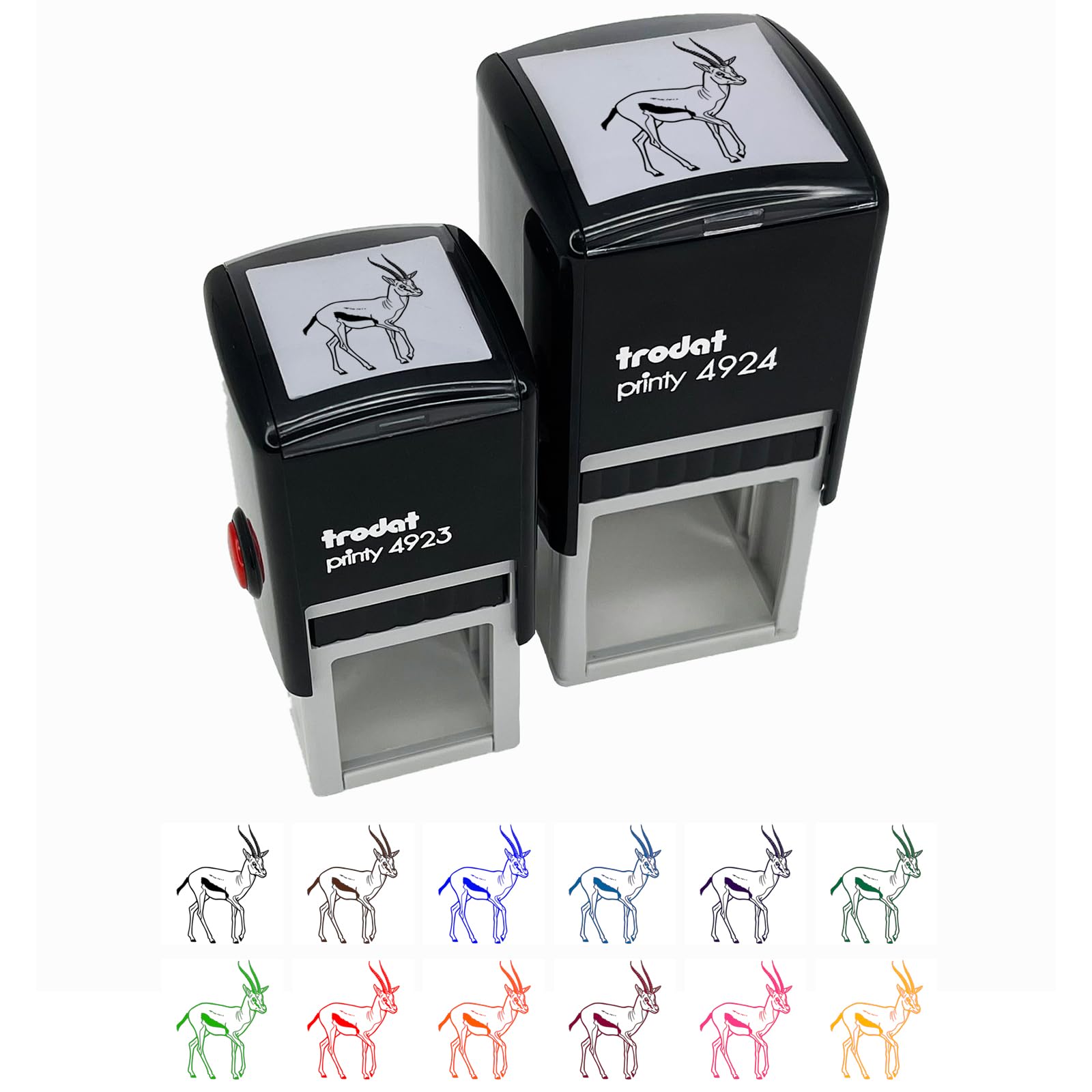 Thomson's Gazelle Antelope African Wildlife Self-Inking Rubber Stamp - 1 Inch Small Stamp with Red Ink - Perfect for Scrapbooking, Journaling & DIY Crafts
