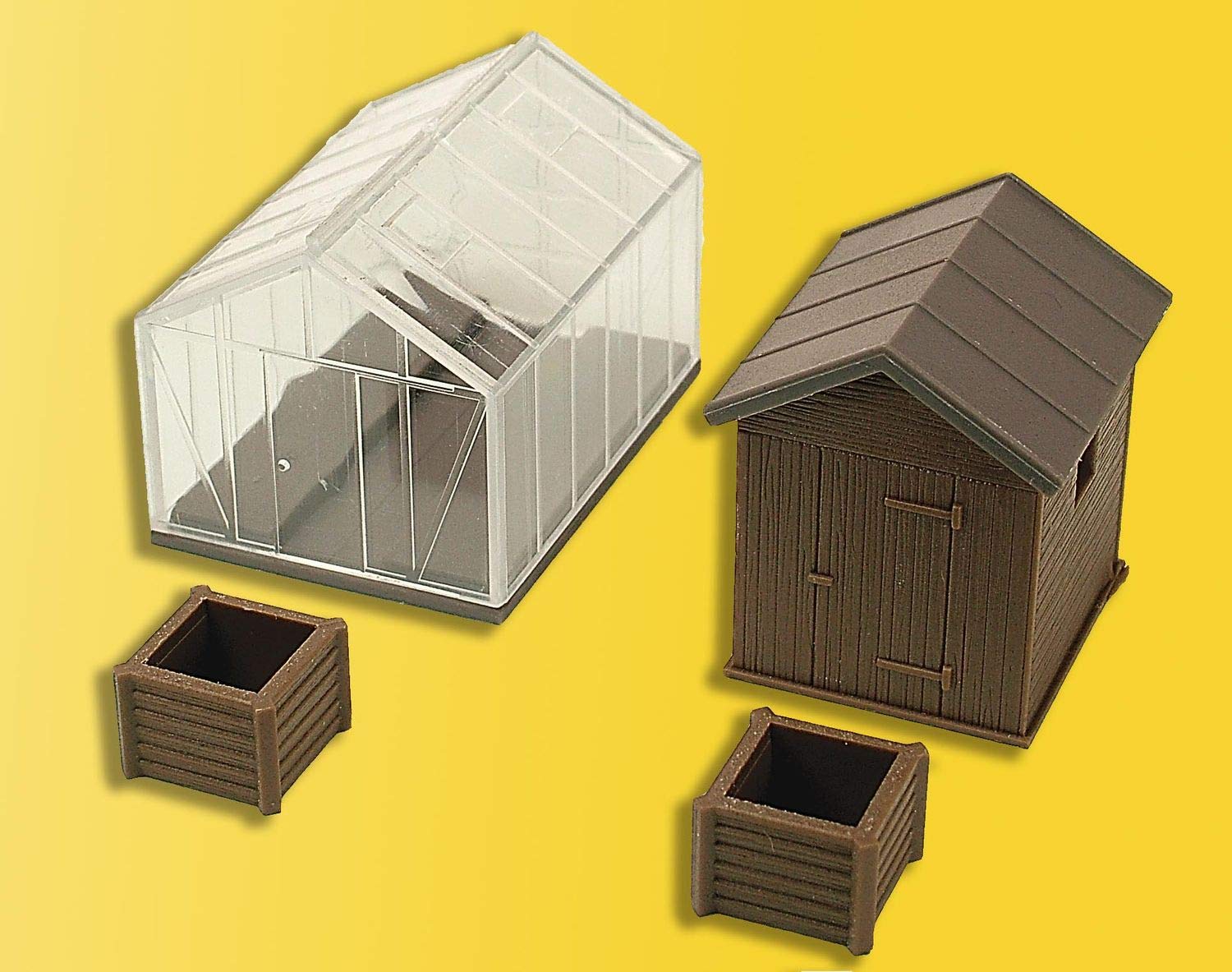 Kibri HO Scale Model Train Greenhouse Kit - Miniature Garden Accessory for Model Railroad Scenery & Diorama Displays