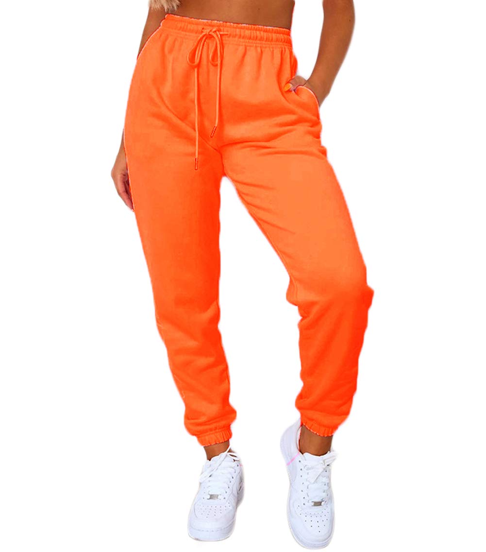 Women's Solid Color Sweatpants with Drawstring - Elastic Waist Jogger Pants for Workout, Yoga & Lounge - Comfortable Casual Trousers for Running, Gym & Home Wear
