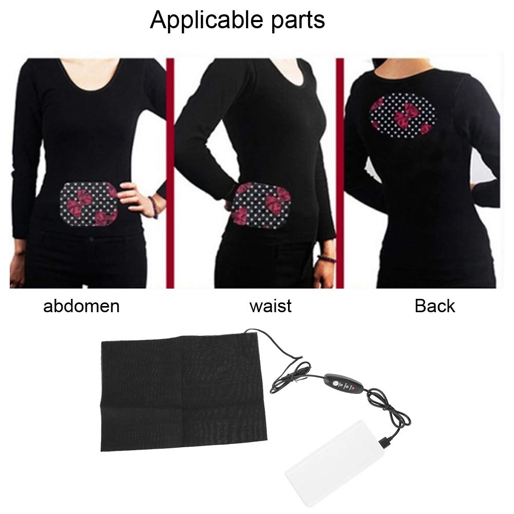 Electric Heating Pad for Back, Shoulder & Belly Pain Relief - USB Powered Washable Waist Warmer for Home & Office Use - Perfect for Period Cramps, Muscle Soreness & Winter Warmth