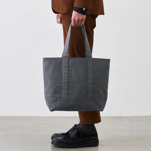 Kurashiki Hampu Canvas Zipper Tote Bag - Grayish White Japanese Style Tote for Work, Travel & Shopping | Durable Cotton Shoulder Bag