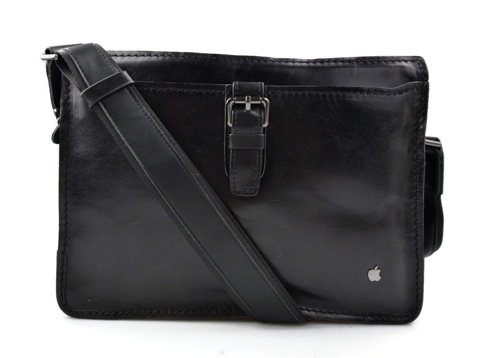 Genuine Italian Leather Messenger Bag for Tablet & iPad - Unisex Shoulder Bag for Men & Women - Perfect for Work, Travel & Daily Commute