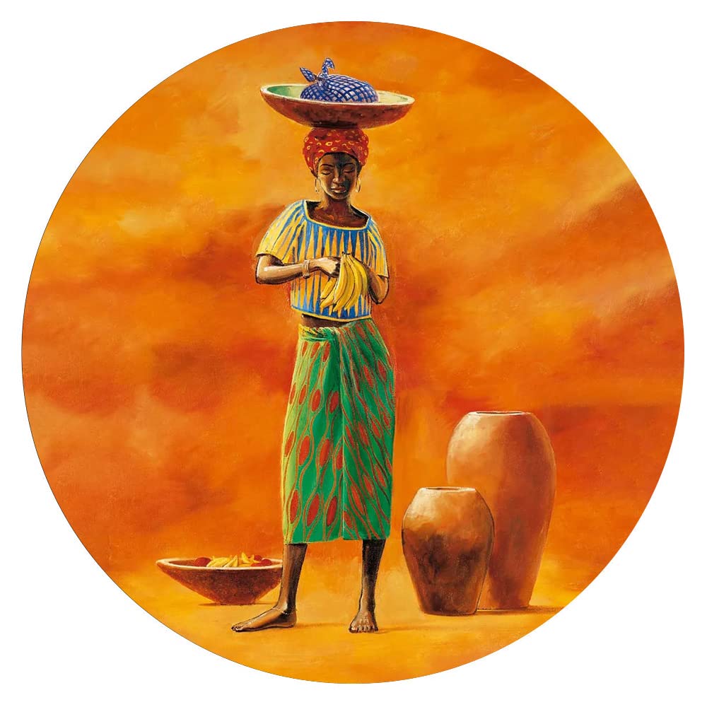 300-Piece African Indigenous Wall Art Puzzle - Round Wooden Jigsaw for Adults & Kids, Educational & Decompression Toy, Perfect for Family Bonding, Home Decor, and Stress Relief Activities