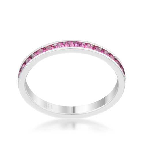 0.5ct Ruby & Cubic Zirconia Stainless Steel Eternity Band Ring for Women - Perfect for Weddings, Anniversaries & Special Occasions