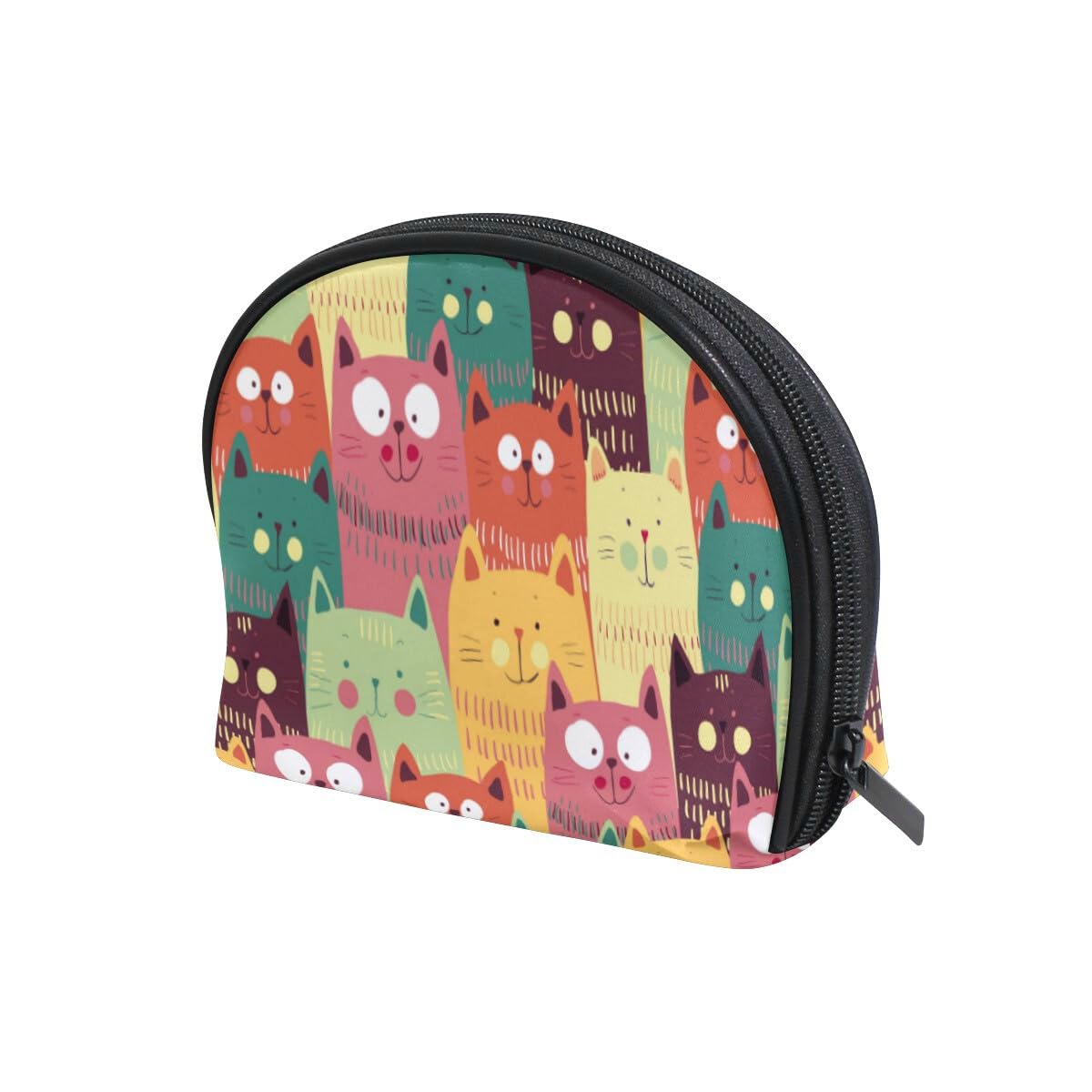 Cute Cat Pattern Travel Makeup Organizer Bag for Women & Teens - Colorful Cosmetic Pouch with Multiple Compartments - Perfect for Travel, Gym & Daily Essentials Storage