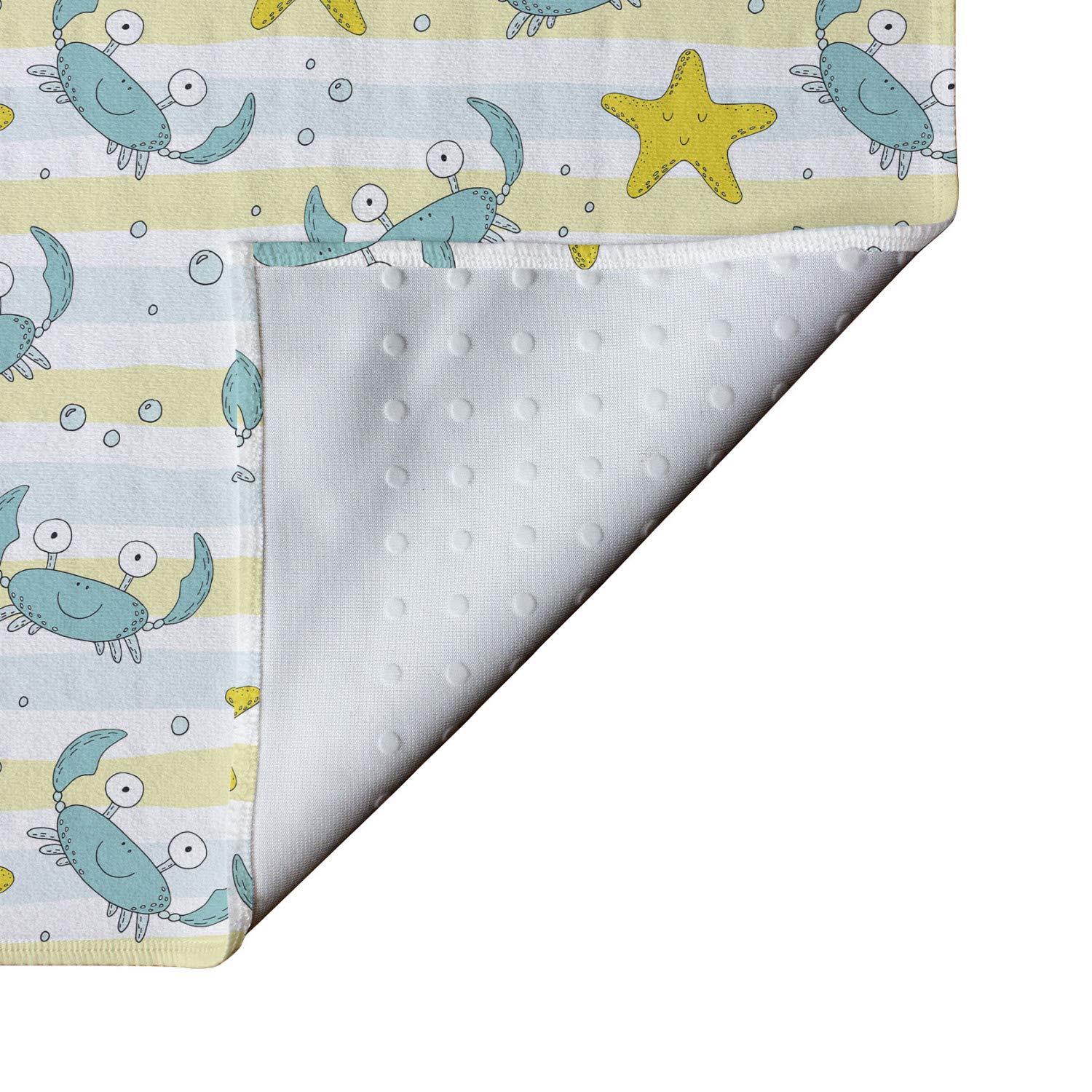 Ambesonne Non-Slip Yoga Mat Towel - Ocean Theme with Crabs, Starfish & Bubbles Design | 25
