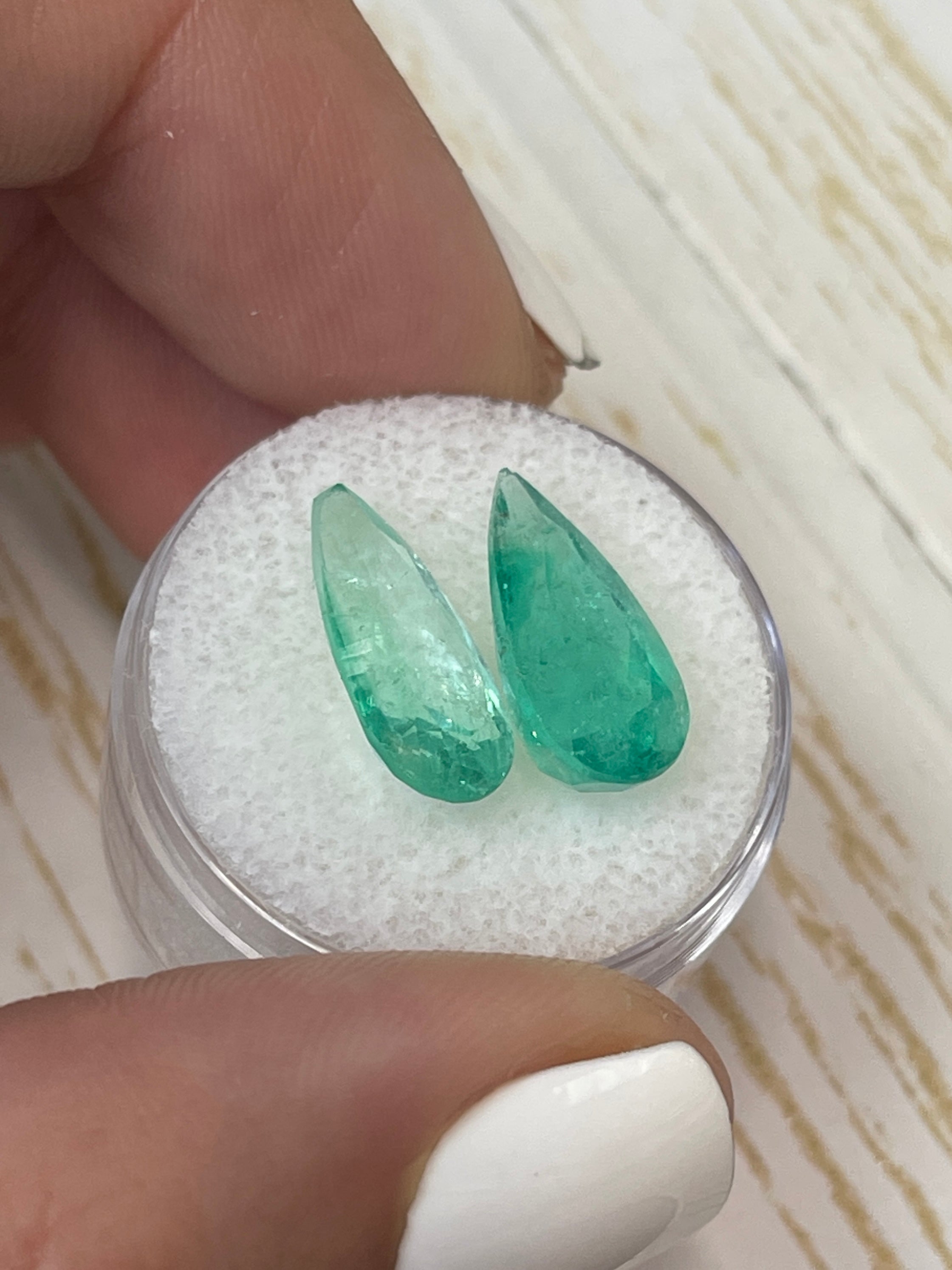 7.60tcw 15x8 Matching Loose Colombian Pear Cut Emeralds for Jewelry Making - Perfect for Rings, Necklaces & Earrings