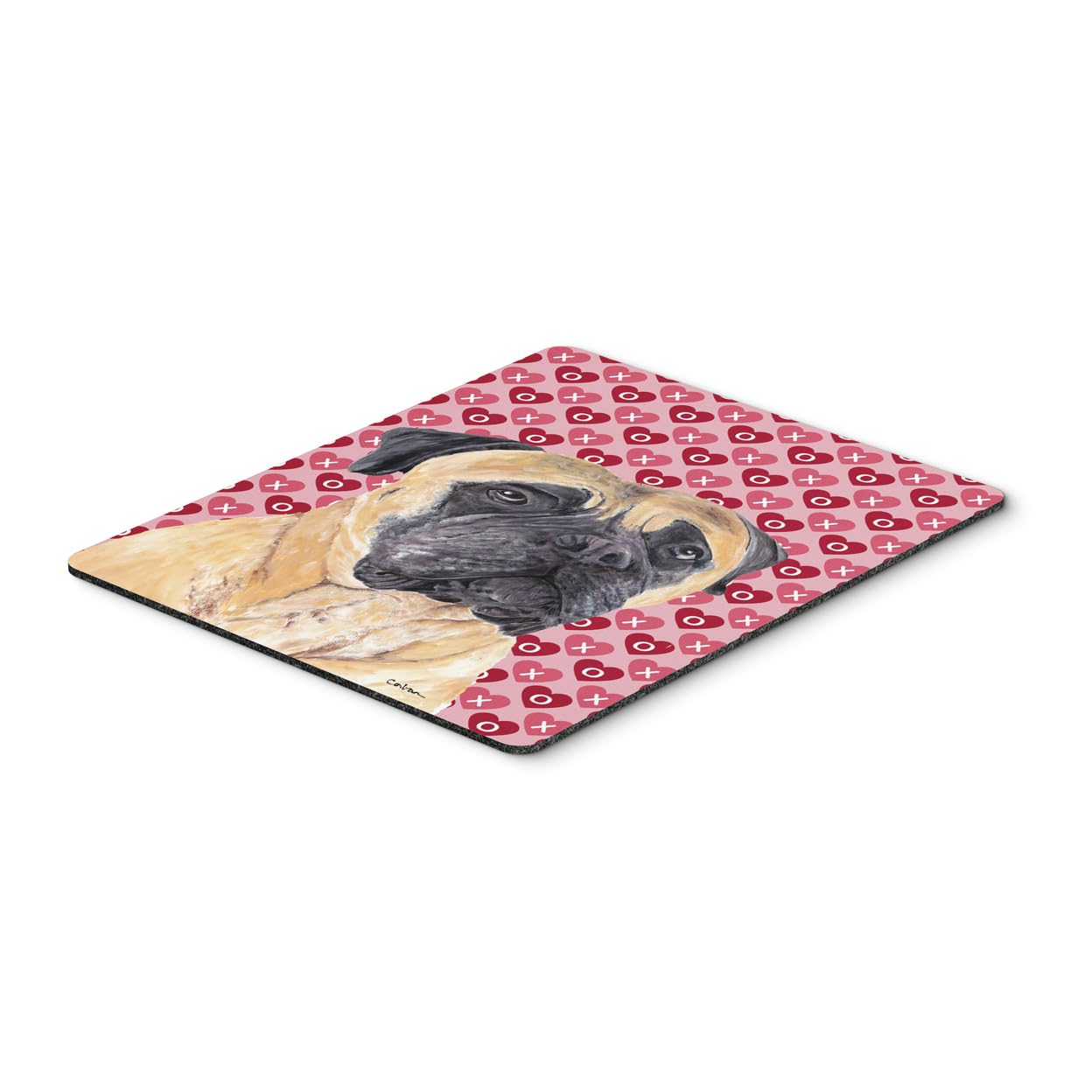 Caroline's Treasures SC9255MP Mastiff Hearts Love & Valentine's Day Portrait Mouse Pad - Large Washable Non-Slip Desk Mat for Home Office, Gaming & Computer Work - Perfect Gift for Dog Lovers & Valentine's Day (12x10 Inches)