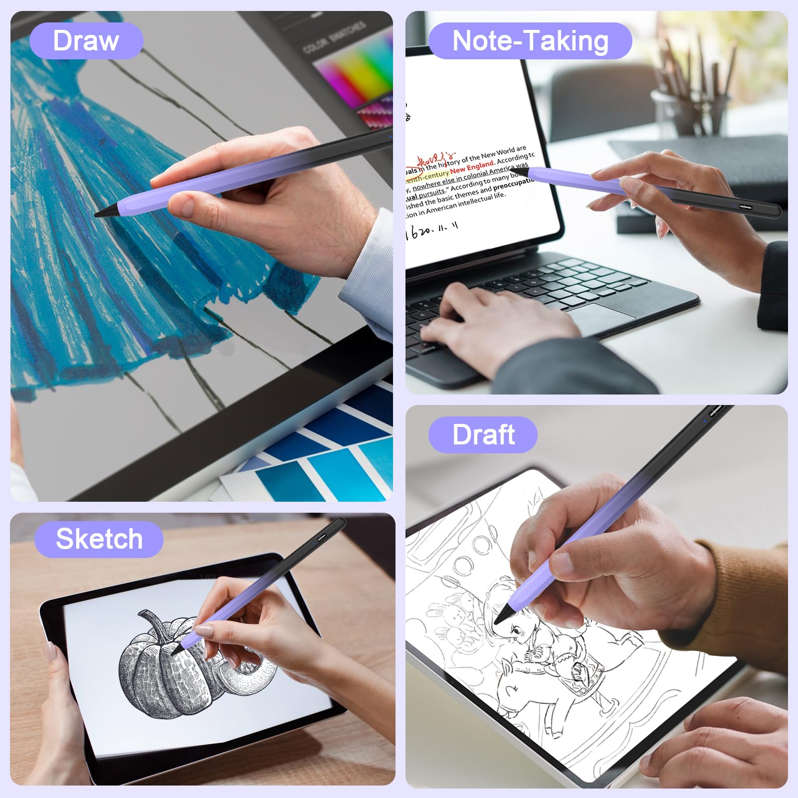 Apple Pencil Alternative Stylus Pen for iPad (2018-2023 Models) - Fast Charging 15min, Compatible with iPad 9th/10th Gen, iPad Pro 11/12.9