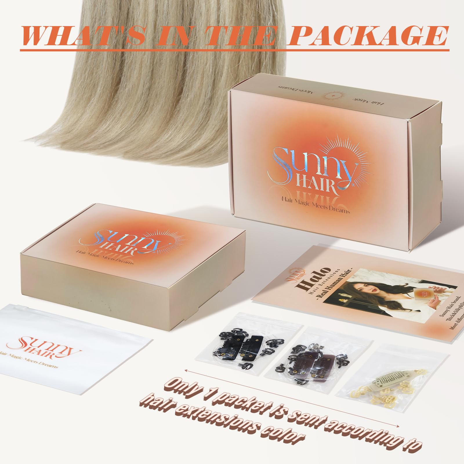Sunny Wire Hair Extensions 20 Inch - Real Human Hair with Fish Line, Invisible Wire Extensions in Golden Blonde & Medium Blonde Highlights (#16/22) - Perfect for Parties, Weddings & Daily Styling