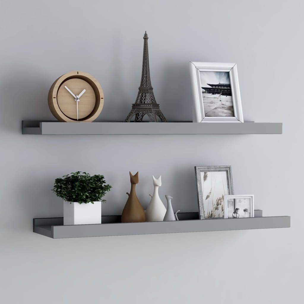 Floating Shelf Wall Mount - 2 Pack Gray MDF Shelves 31.5
