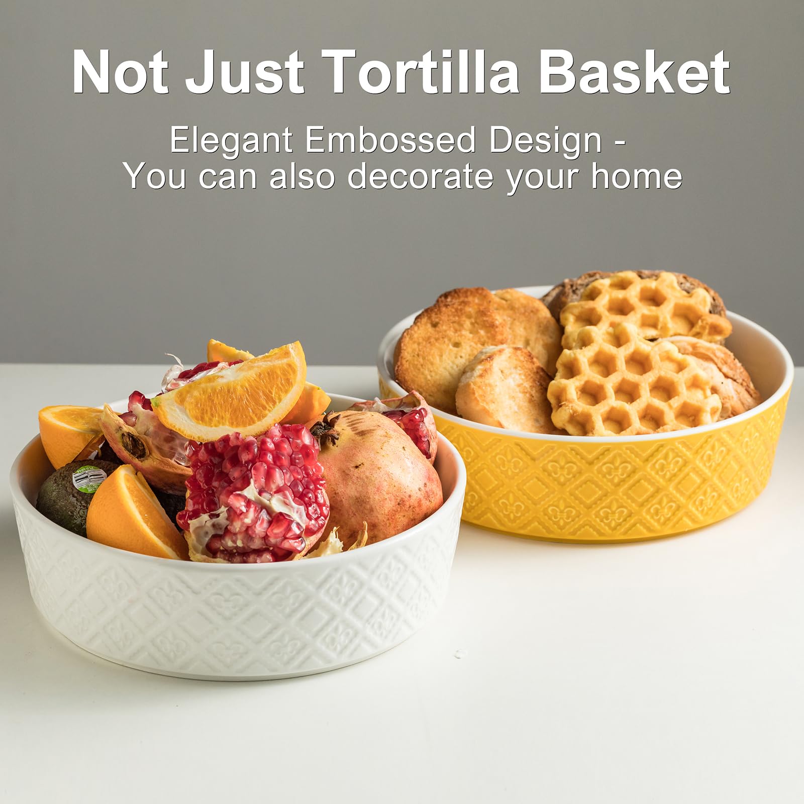 Microwave Safe Tortilla Warmer with Lid - 8.8 Inch Ceramic Taco Holder for Taco Tuesday & Taco Bar - Oven Safe Bread & Pancake Warmer - Perfect for Mexican Food Nights, Breakfast Buffets & Party Serving