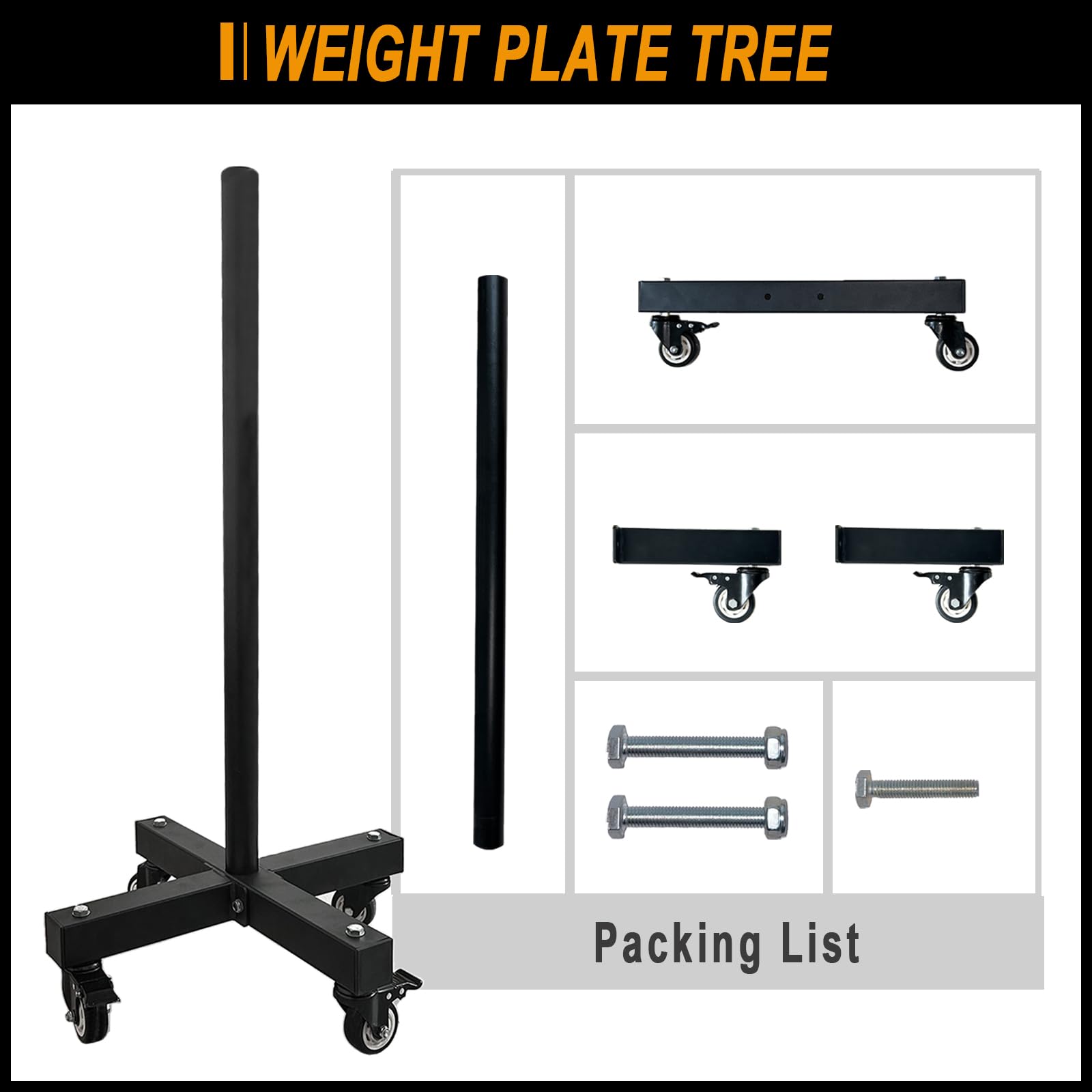 Upgraded Movable Weight Plate Rack with Wheels - Portable Bumper Plate Holder Stand for Weight Storage - Heavy Duty Vertical Weight Tree for Home Gym - Perfect for Strength Training & Workout Organization