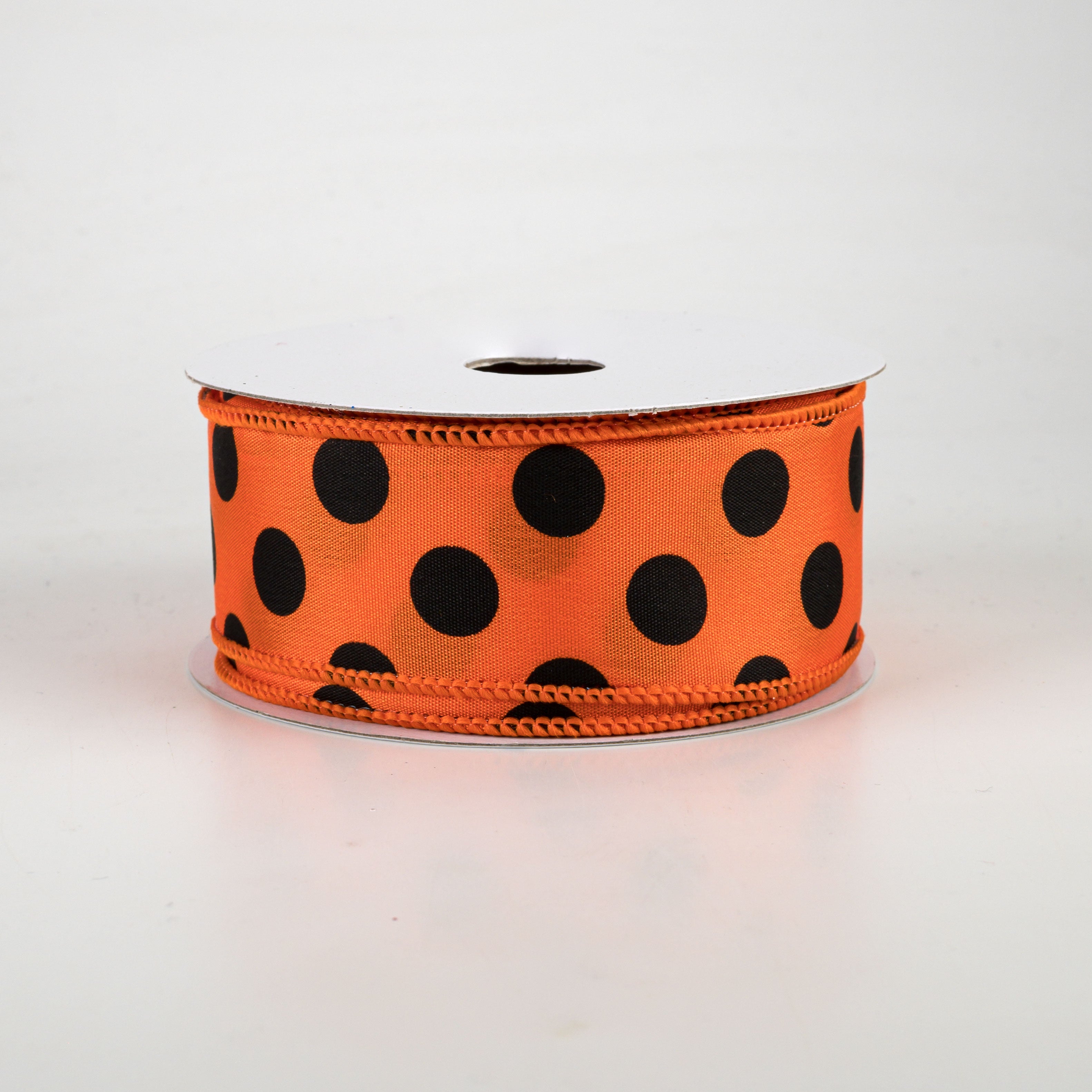 1.5 Inch Big Polka Dot Ribbon - Orange and Black Grosgrain Ribbon (10 Yards) for Gift Wrapping, Bows, Crafts, and DIY Decorations