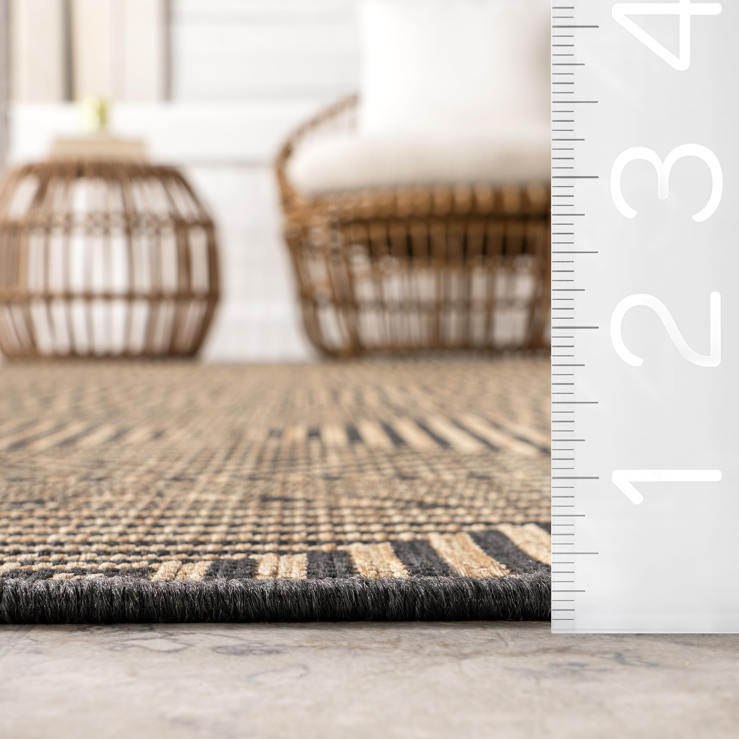 nuLOOM 7' x 9' Outdoor Performance Area Rug - Stain & Weather Resistant, High Traffic Patio & Balcony Rug - Durable Charcoal Gray Rug for Outdoor Living Spaces, Deck, Porch & Garden Use