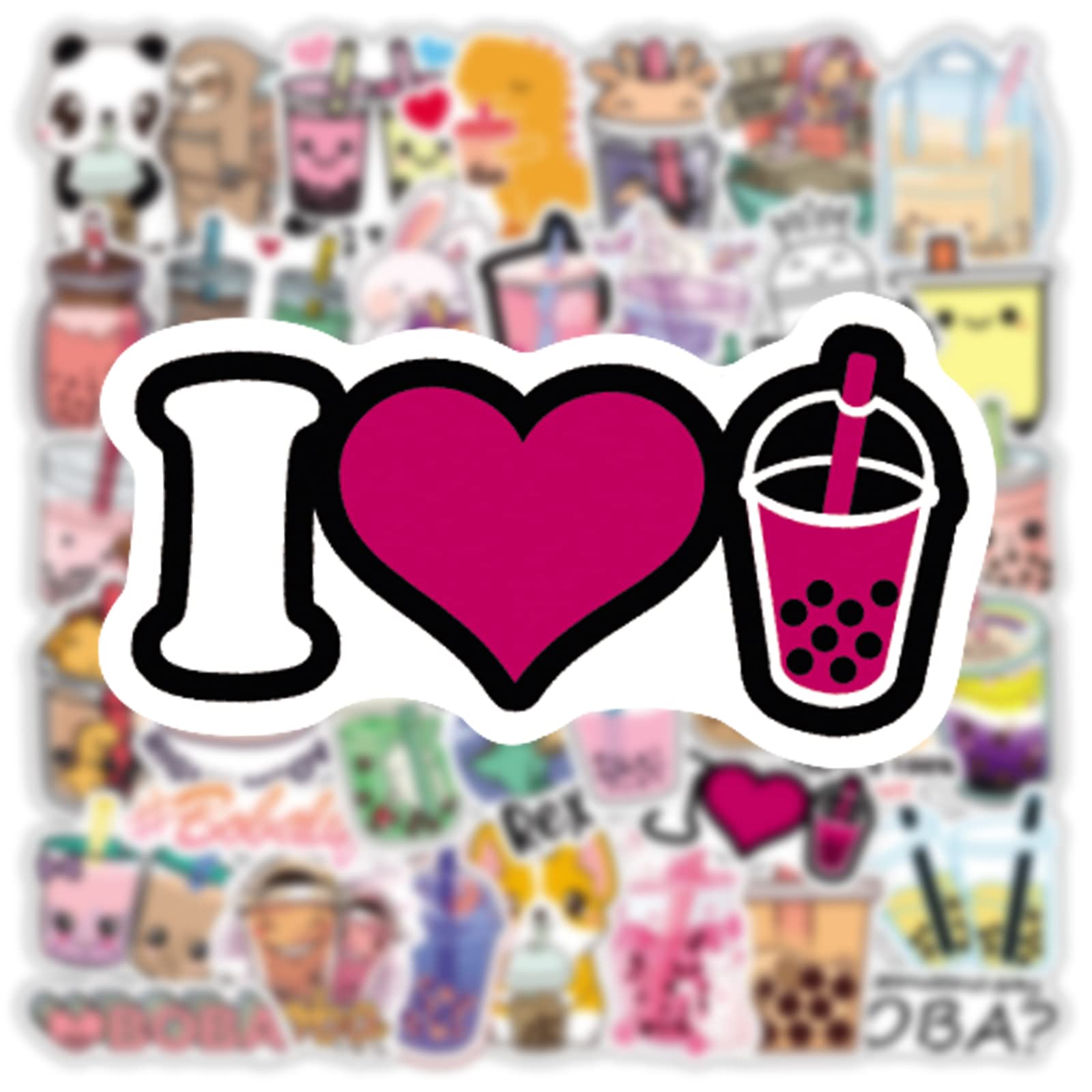 50PCS Kawaii Bubble Tea Stickers - Cute Boba Stickers, Waterproof Vinyl Aesthetic Stickers for Water Bottles, Laptops, Journals - Perfect for Teens, Kids & Girls - Great for School, DIY Crafts & Gift Wrapping