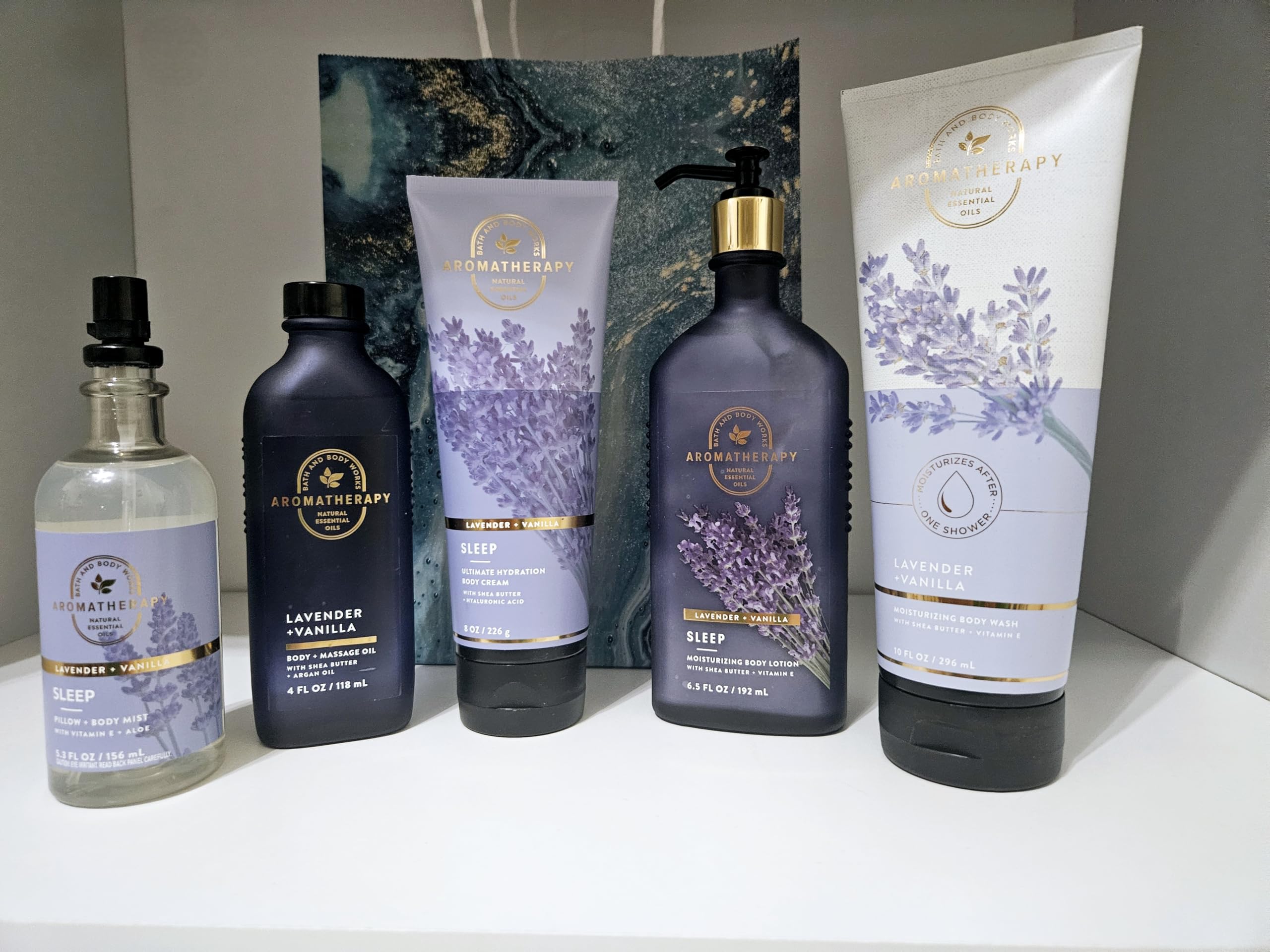 Vanilla & Lavender Aromatherapy Body Care Set - Body Spray, Body Wash, Cream, Oil, Lotion Gift Collection | Relaxing Bath & Shower Essentials for Stress Relief & Self-Care Routine