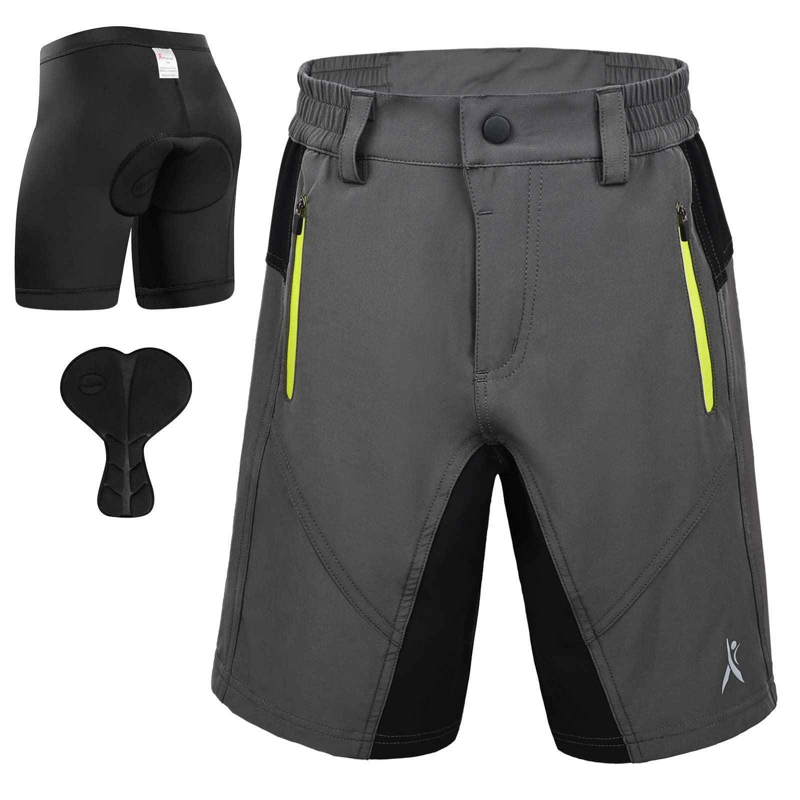 **Boys' Padded Bike Shorts for Kids & Teens - Breathable Mountain Biking Shorts with Zipper Pockets | Ideal for Cycling, MTB & Outdoor Adventures**
