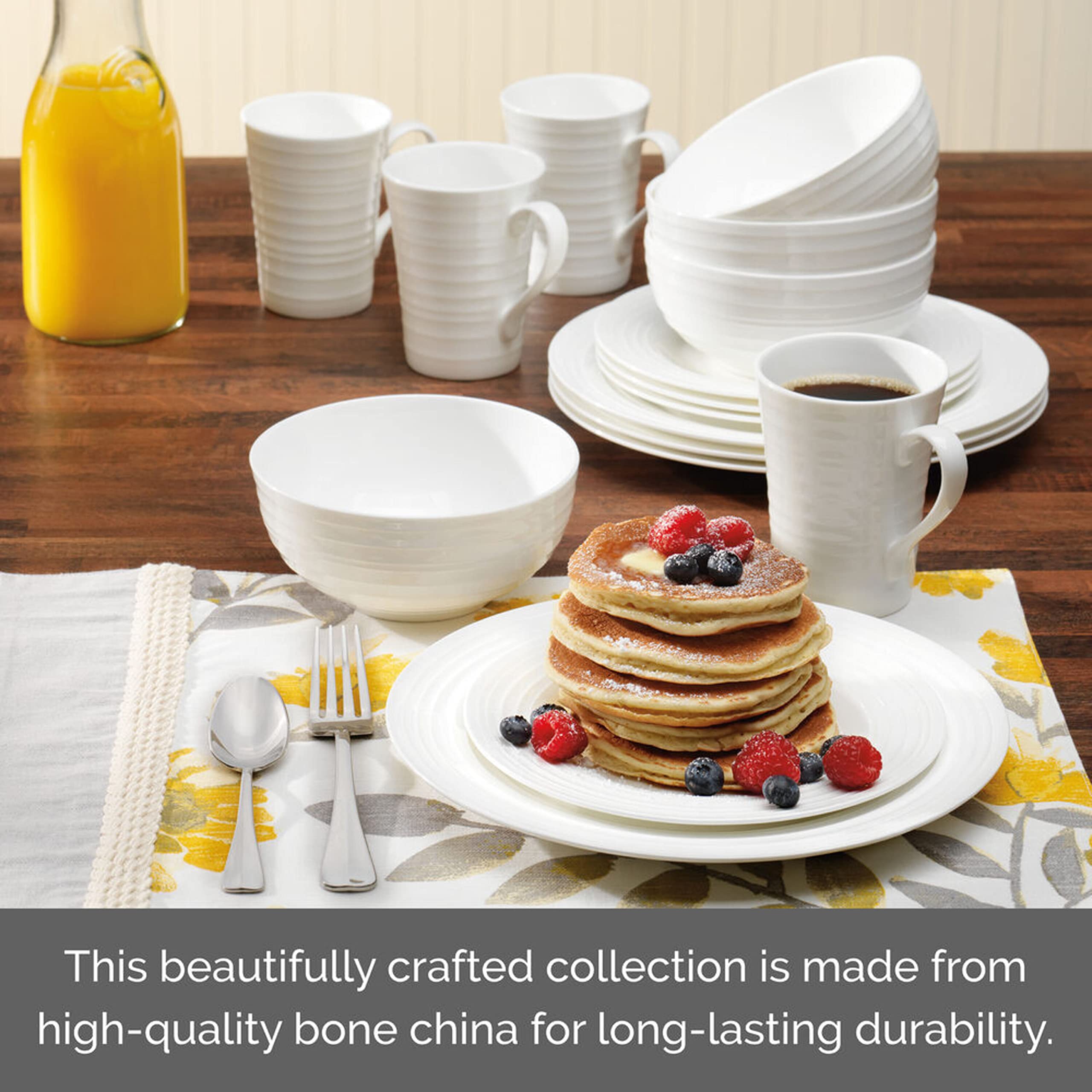 Mikasa 5224193 Ciara 16-Piece Dinnerware Set, Service for 4 - Elegant Porcelain Plates, Bowls & Mugs - Perfect for Family Dinners, Holiday Entertaining & Restaurant Use